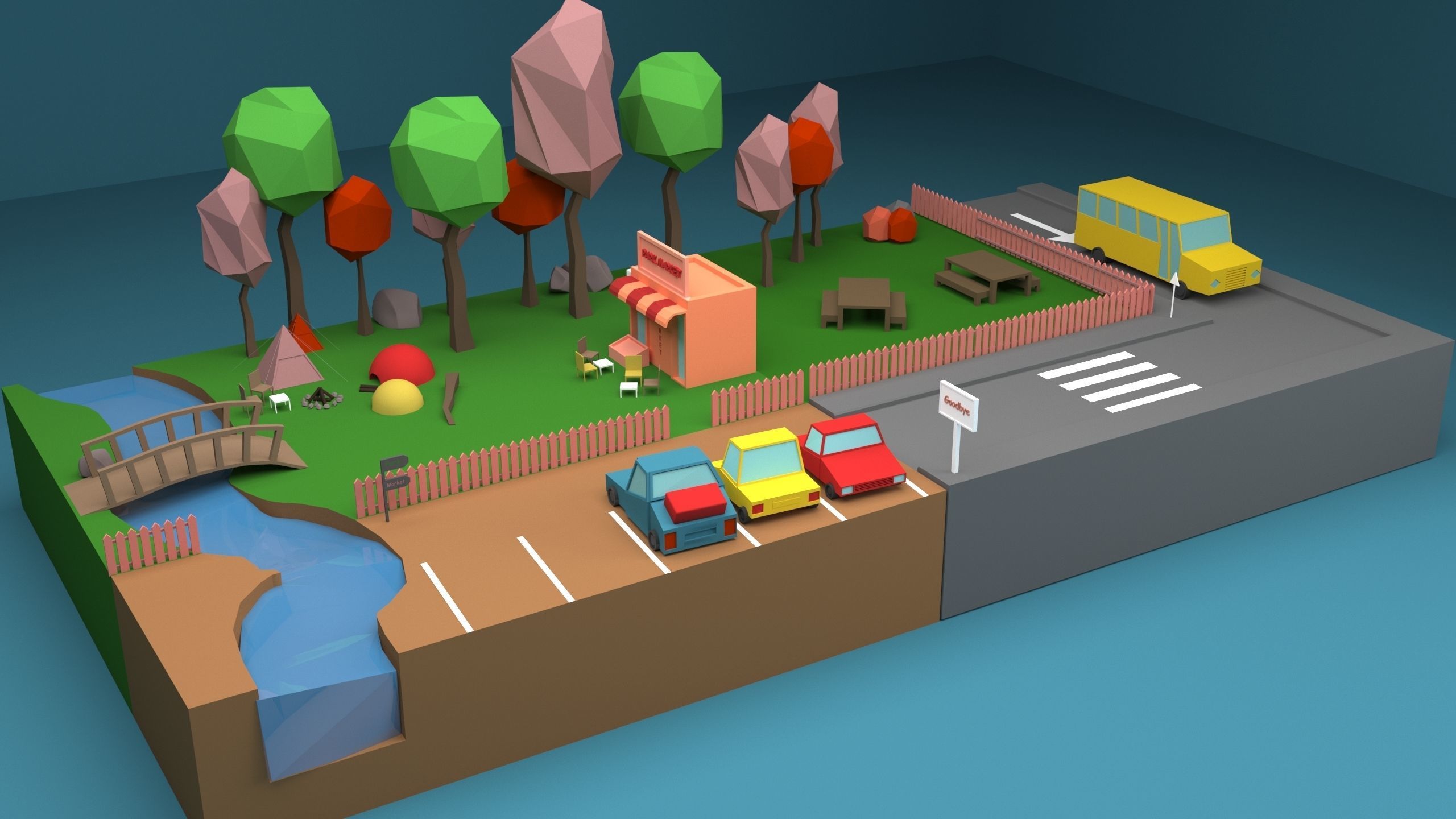 Camp Low-Poly 3D Model