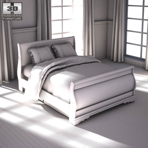 Ashley Wilmington Sleigh Bedroom Set 3D Model Game ready .max .obj .3ds