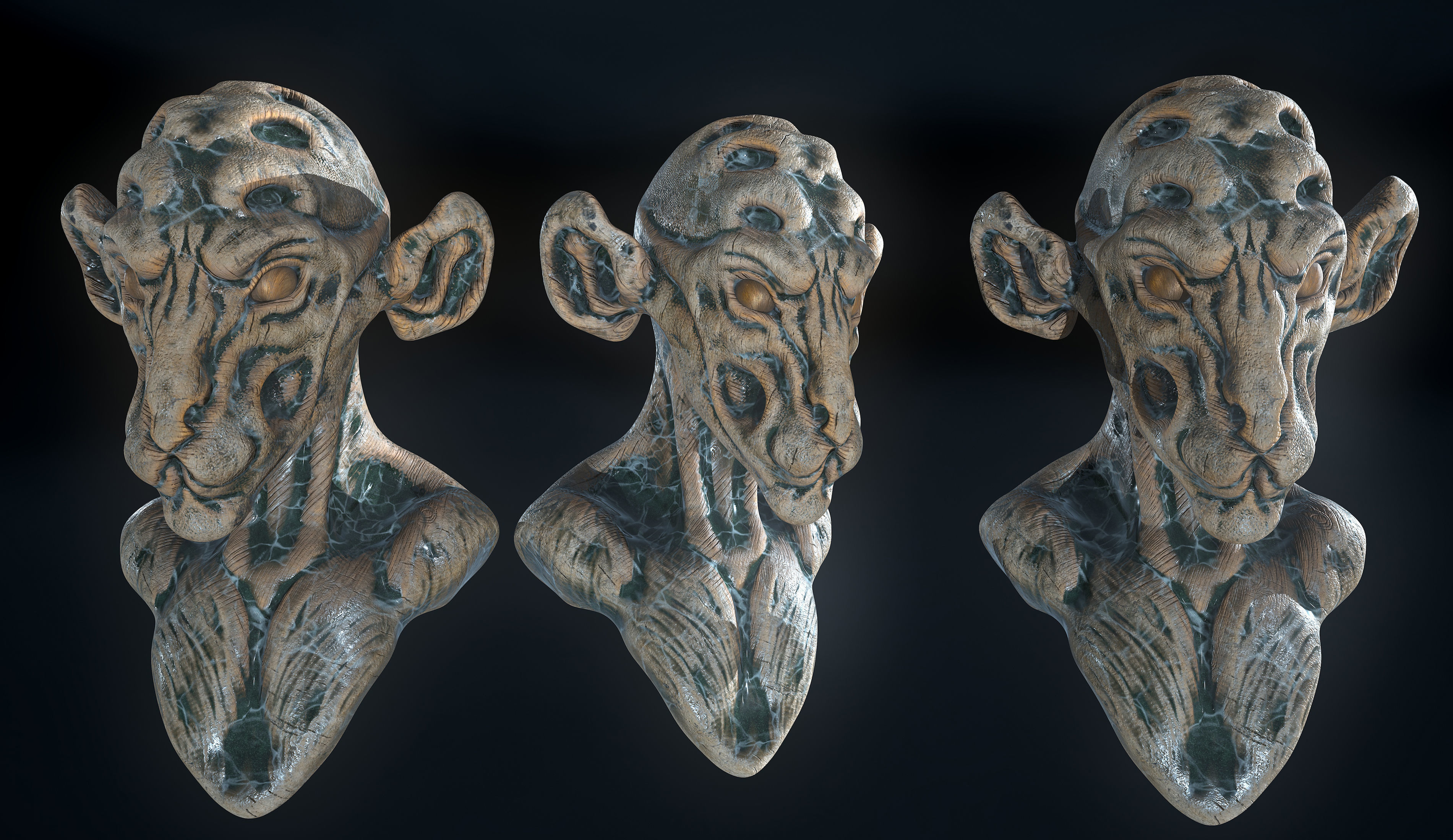 3D model Wooden AlienRat statue CGTrader