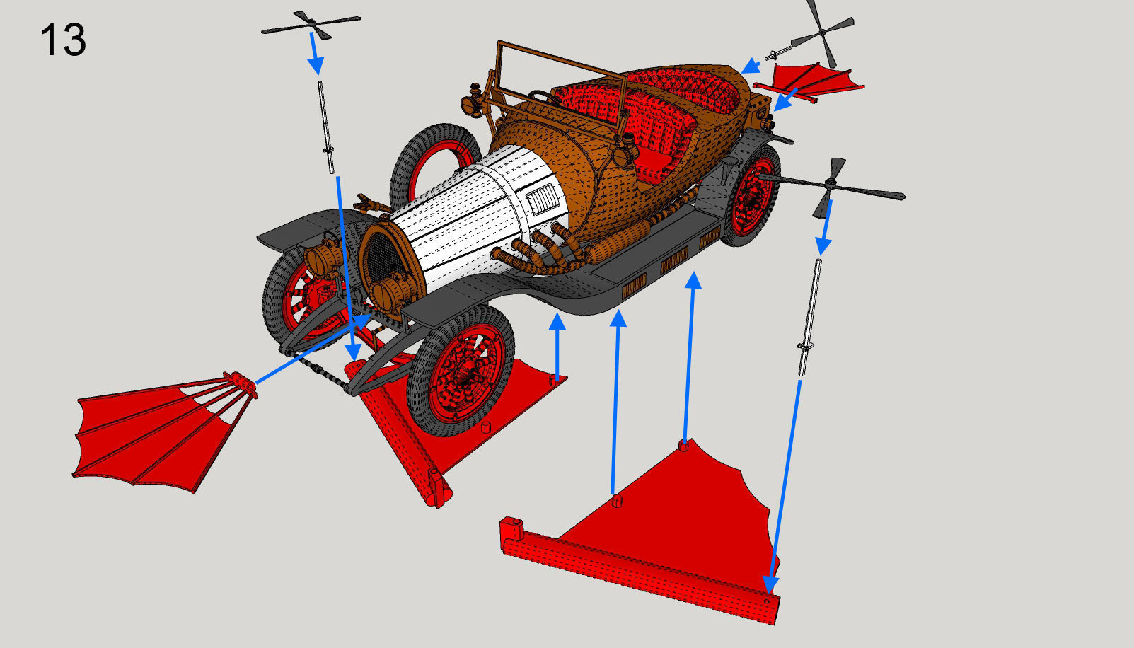 Chitty Chitty Bang Bang car PRINTABLE LOW POLY 3D model 3D printable ...