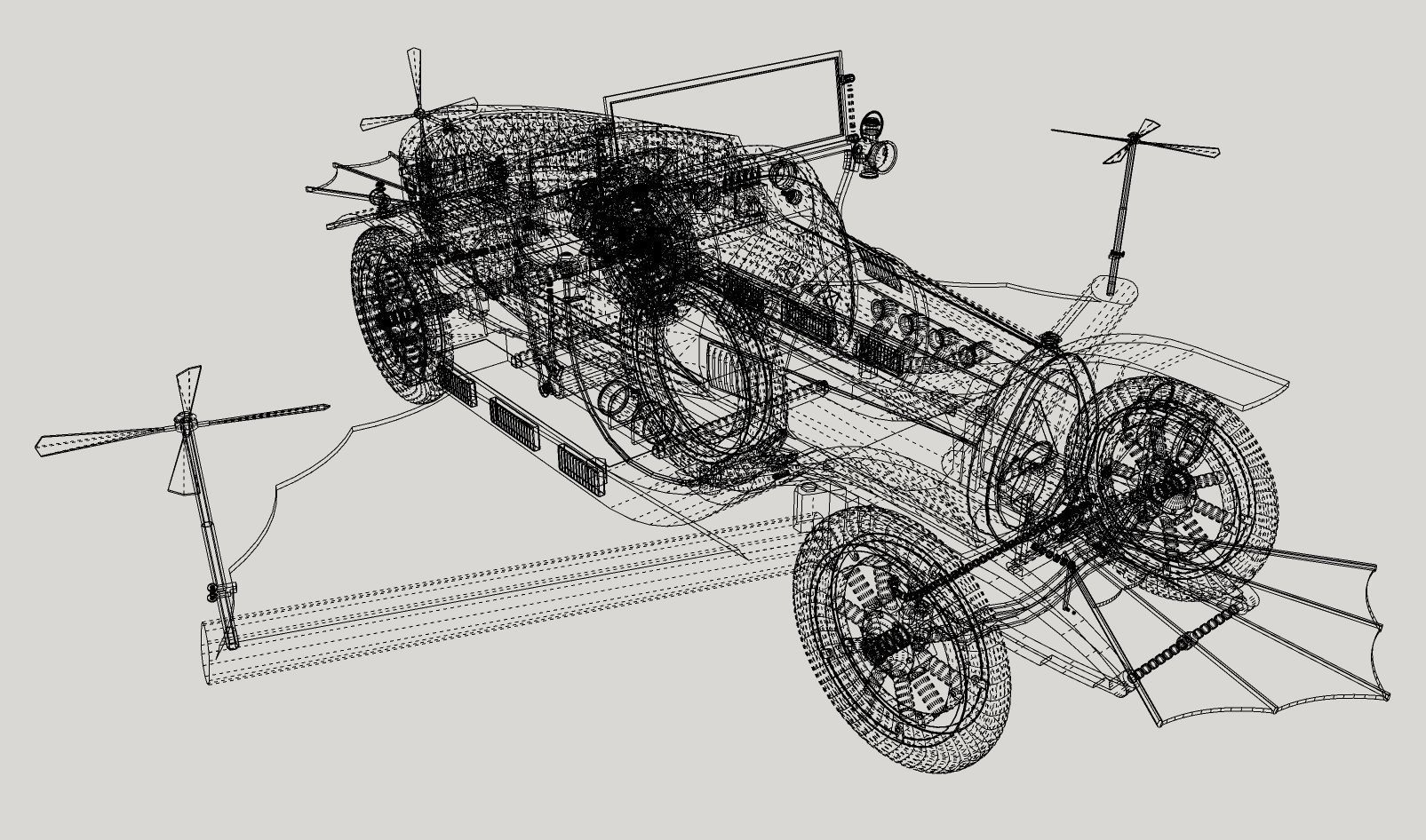 Chitty Chitty Bang Bang car PRINTABLE LOW POLY 3D model 3D printable ...