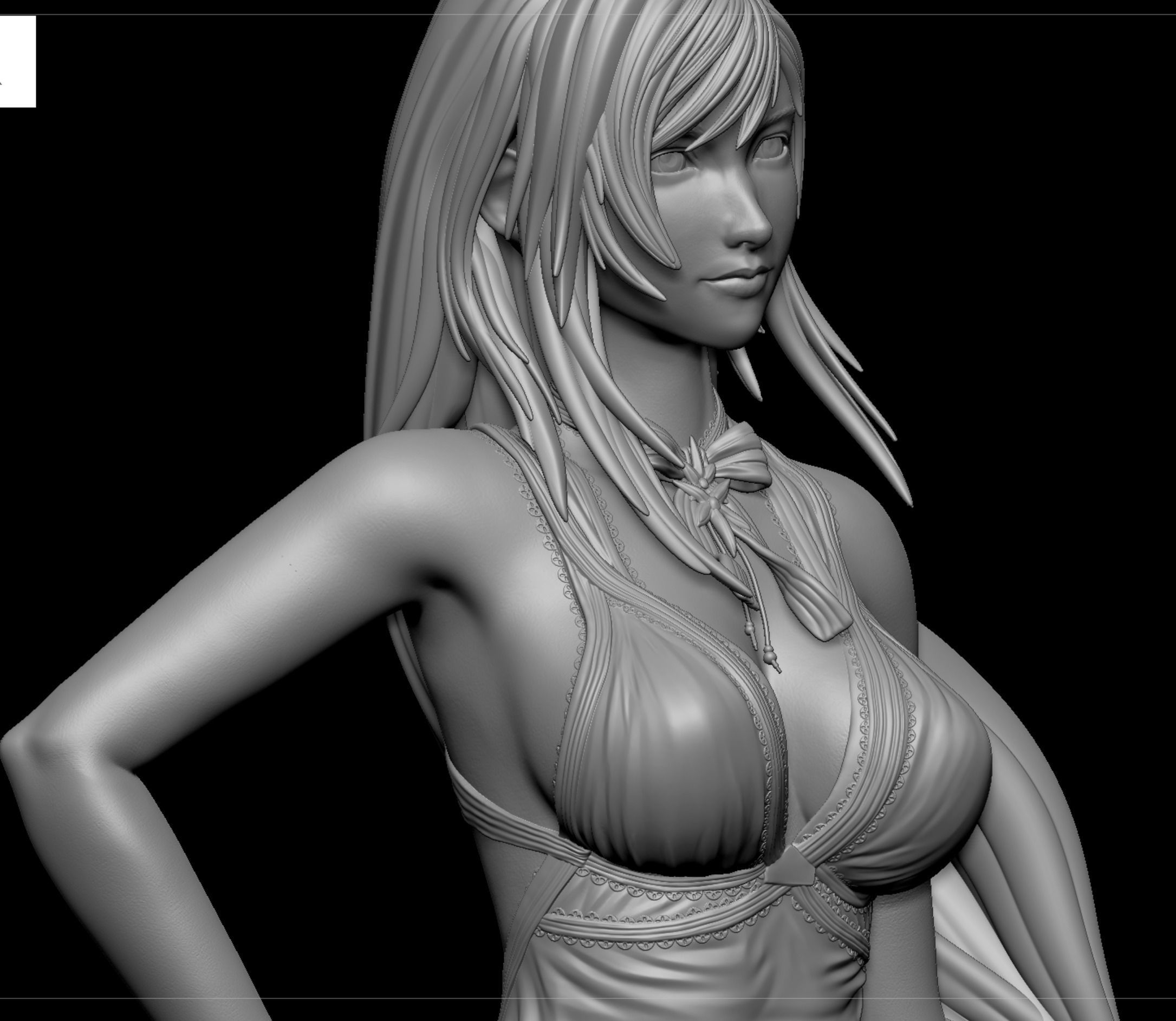 3d Print Model Tifa Lockhart Purple Dress Final Fantasy 3