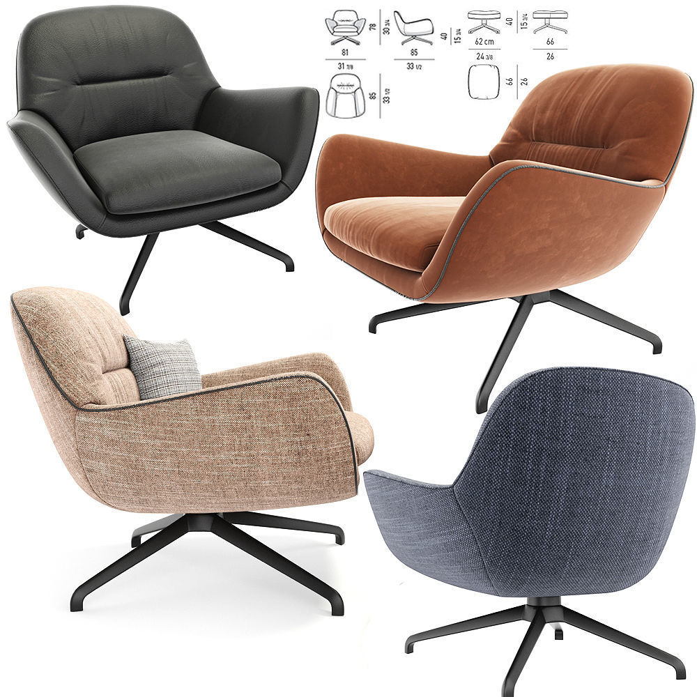 Minotti Jensen Armchair With Pillow 3D model CGTrader