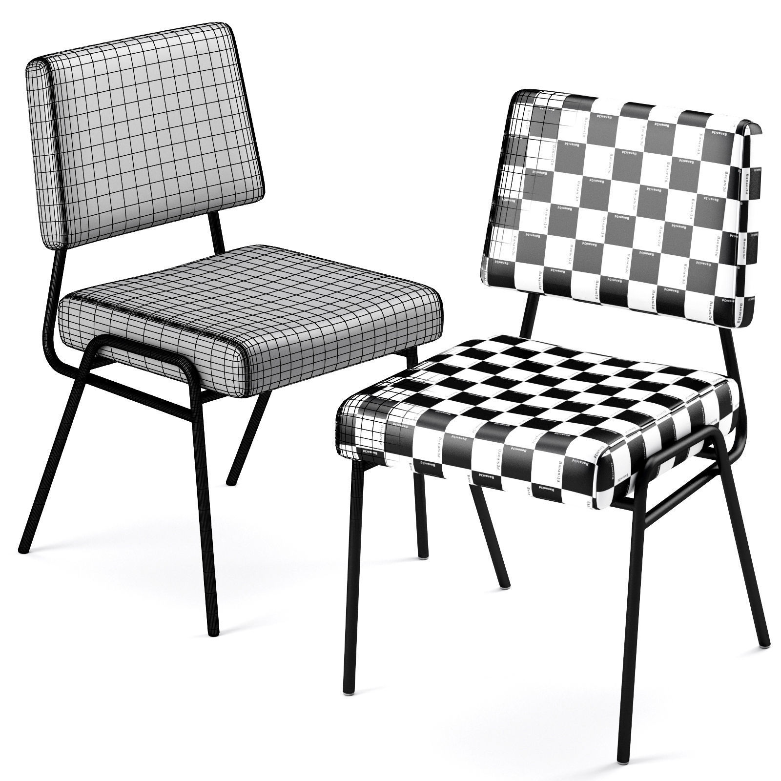 Westelm Wire Frame Upholstered Dining Chair free 3D model CGTrader