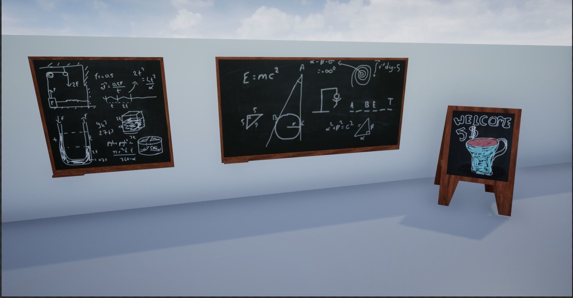 Lowpoly Blackboards 3D asset realtime CGTrader