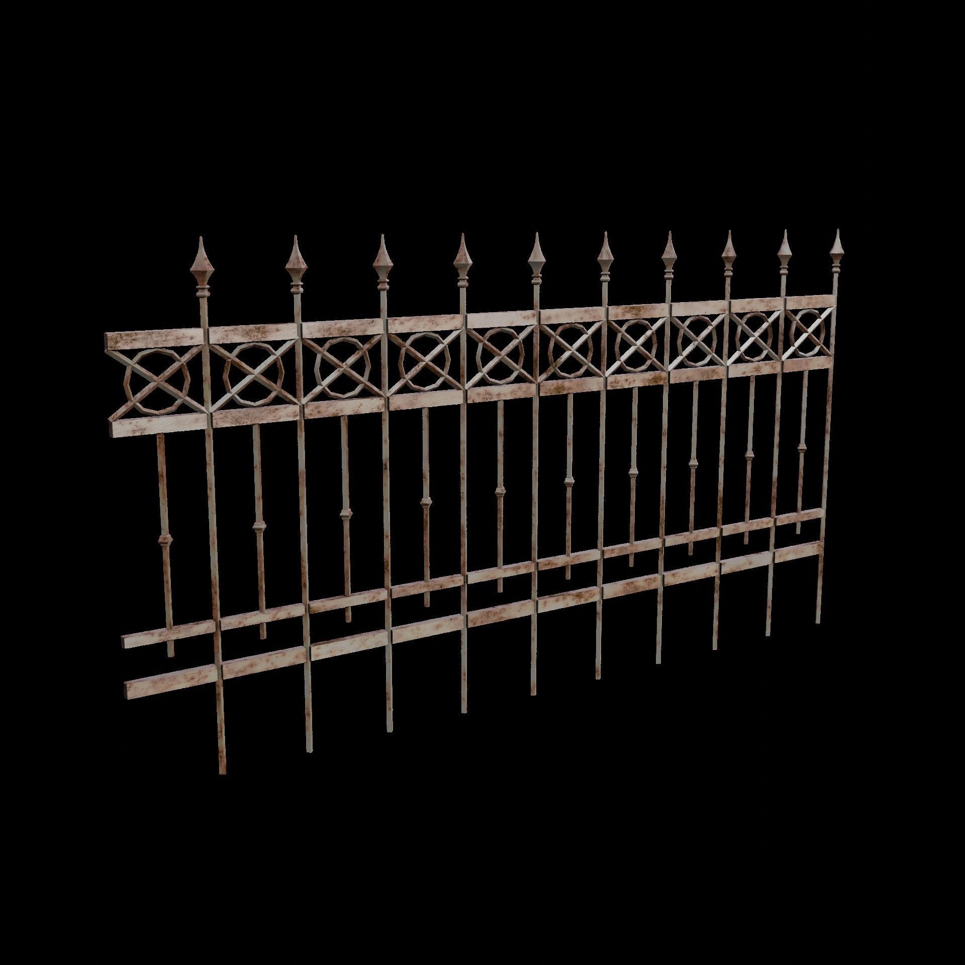 3D model Metal Picket Fence VR / AR / lowpoly OBJ FBX STL BLEND DAE ABC