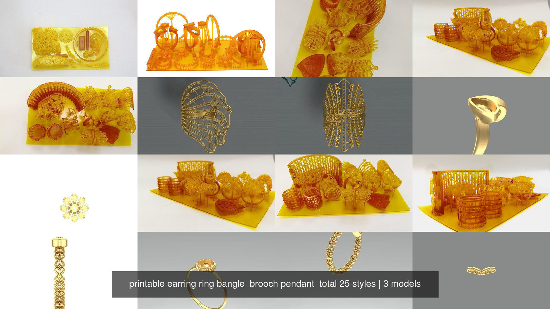 printable earring ring bangle brooch pendant total 25 styles