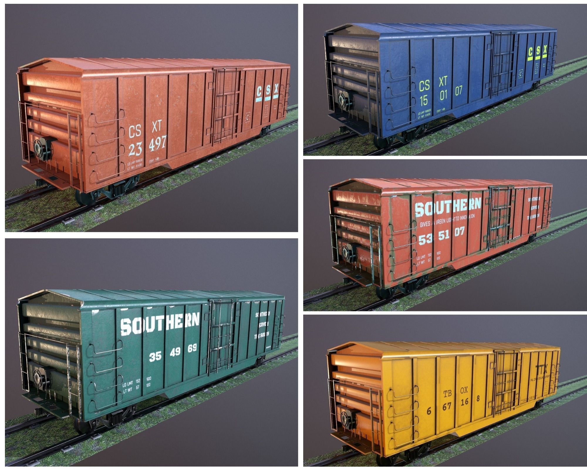 3D model Train Box Car Lowpoly 3D model Lowpoly 3D model VR / AR