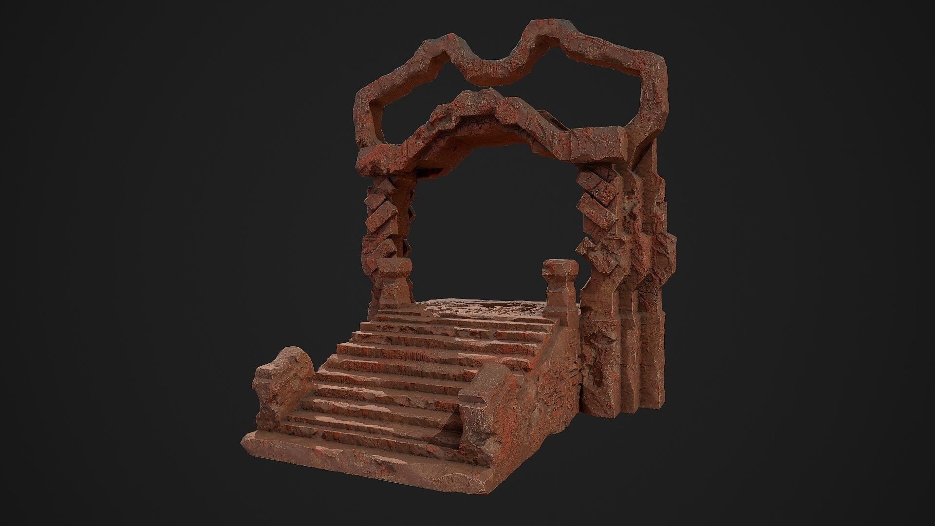 Fantasy red rocky portal environment asset