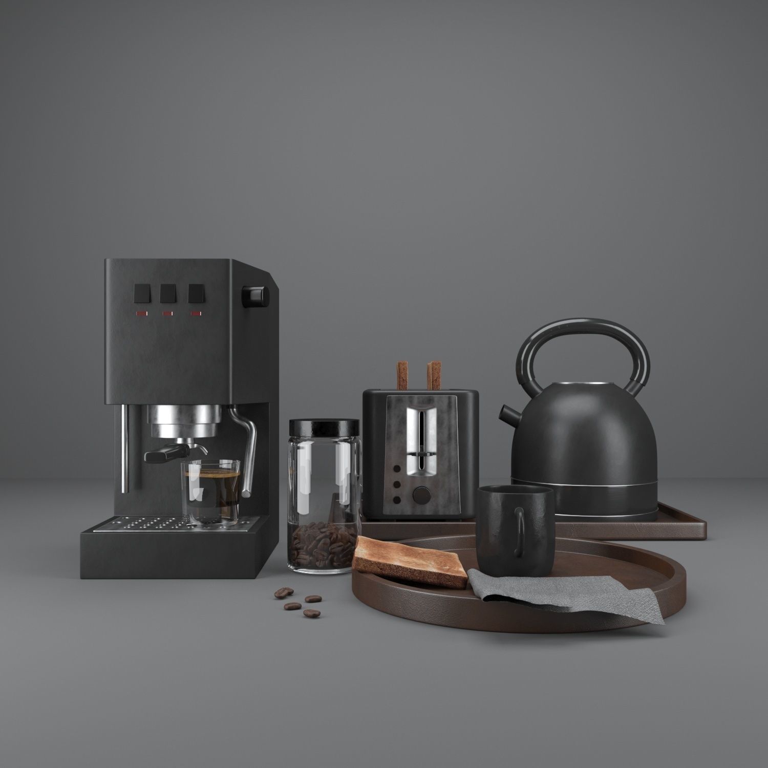 set of kitchen appliances