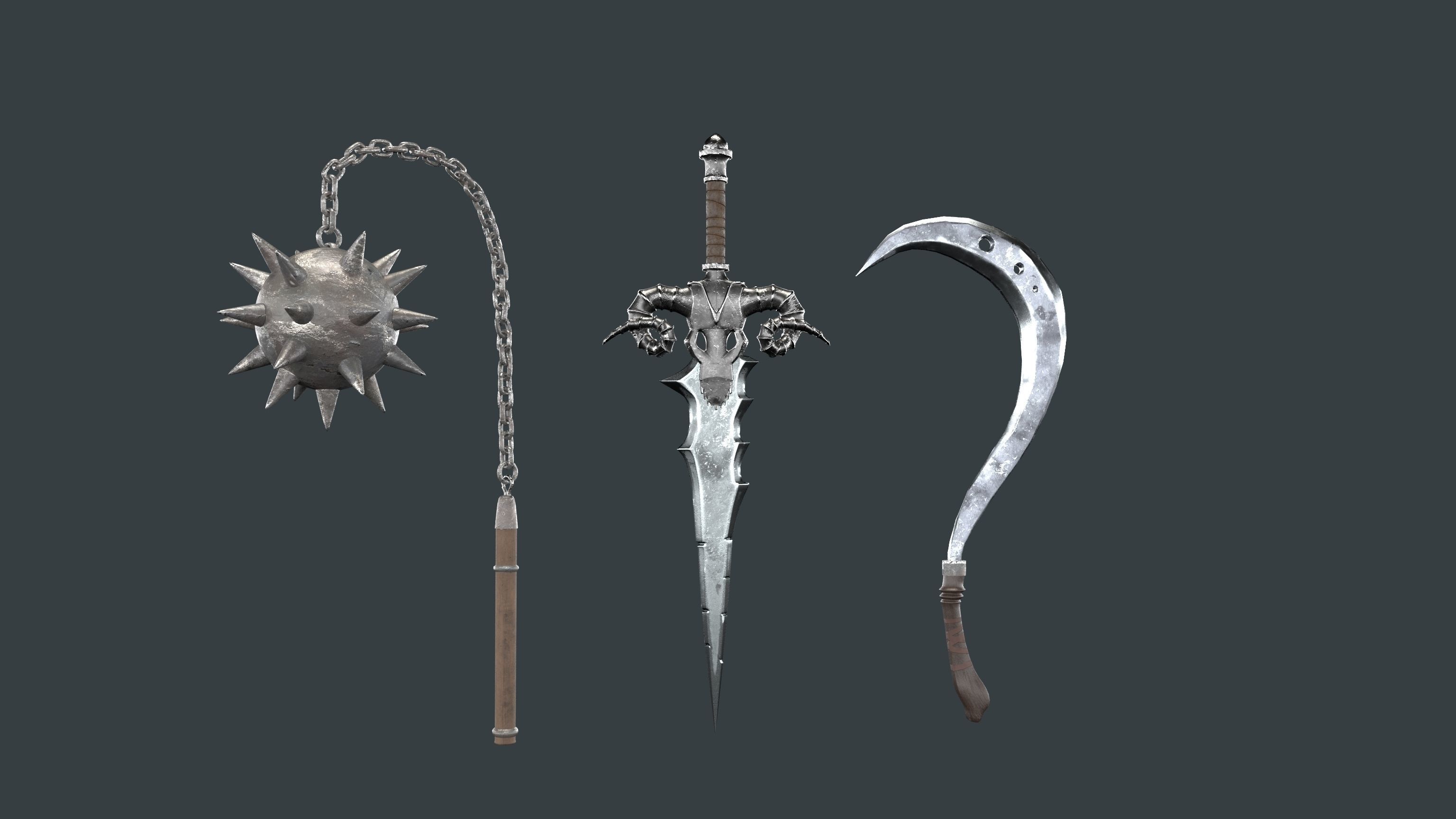 Medieval weapon set of three