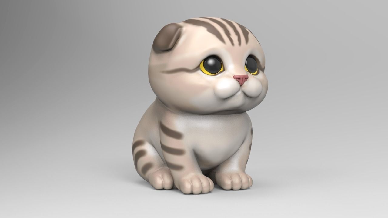 Cute Scottish Fold Kitten STL
