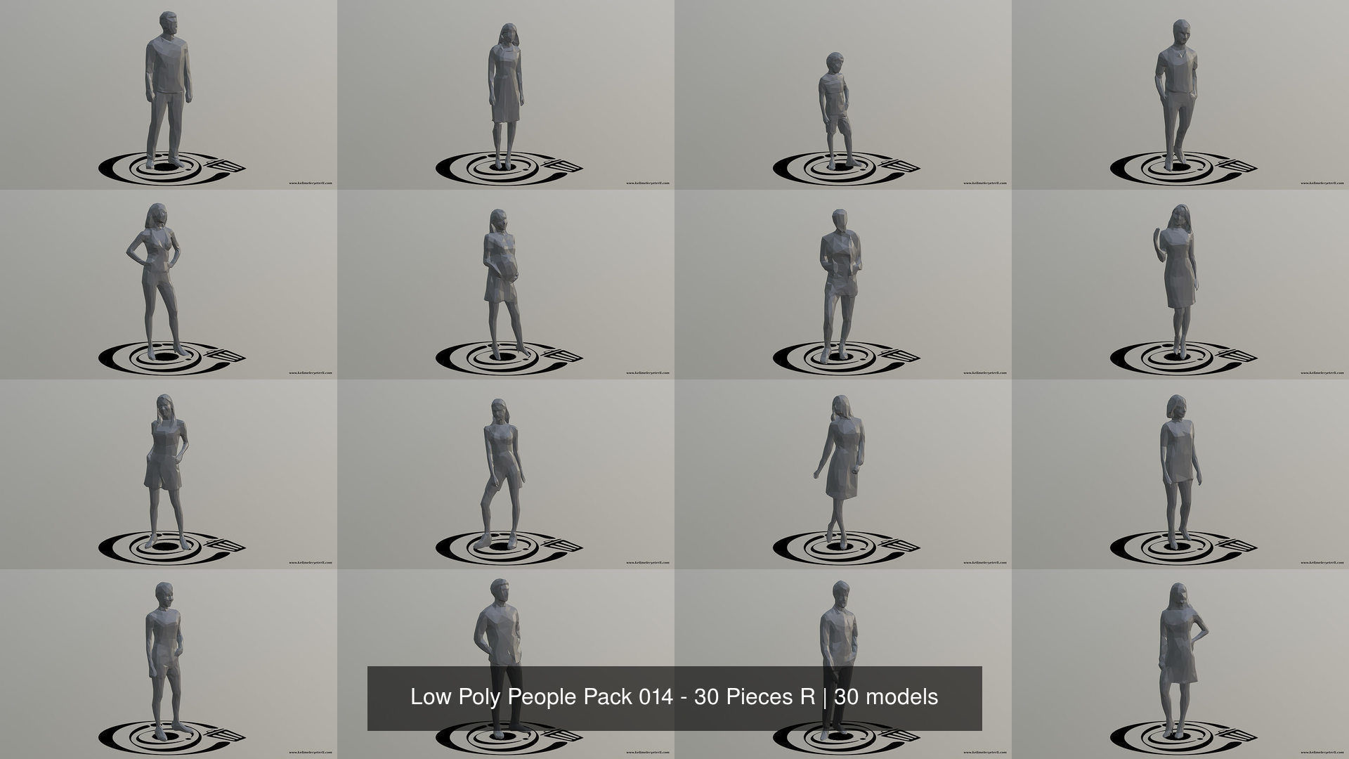 Low Poly People Pack 014 - 30 Pieces R