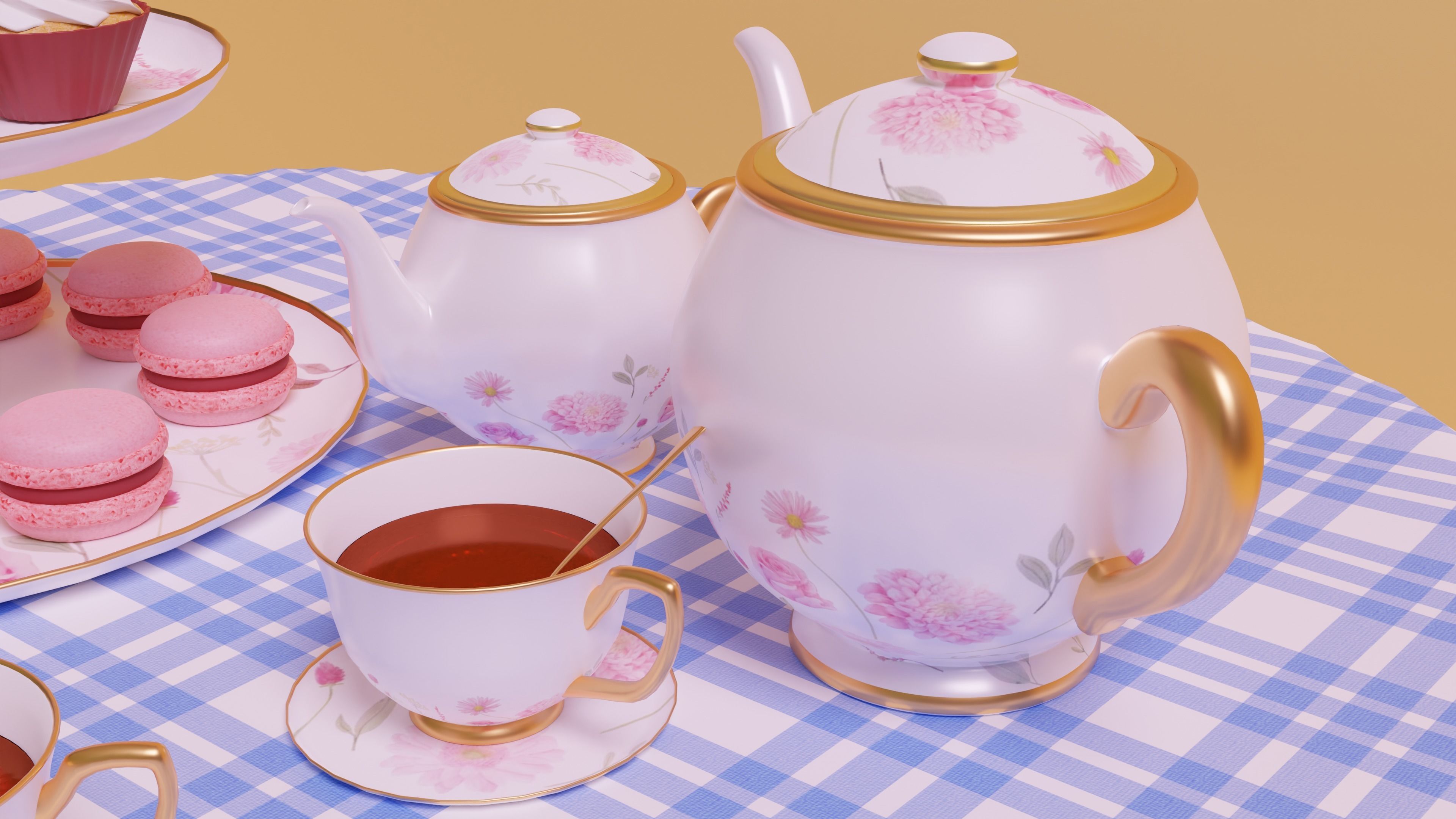 Set tea Party 3D model CGTrader