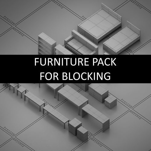 Furniture Collection For Blocking free VR / AR / lowpoly 3D model
