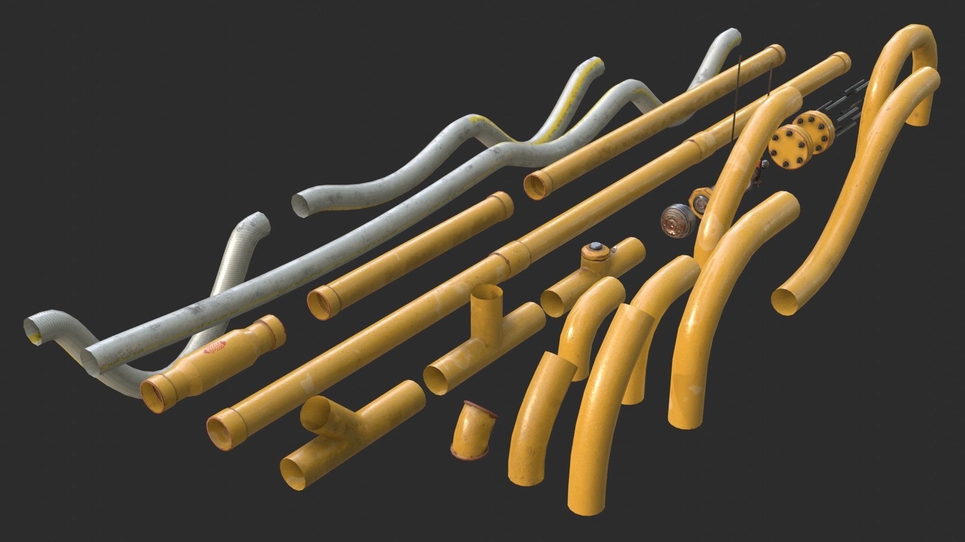 3D model Modular Pipes - Gas Pipeline VR / AR / low-poly | CGTrader
