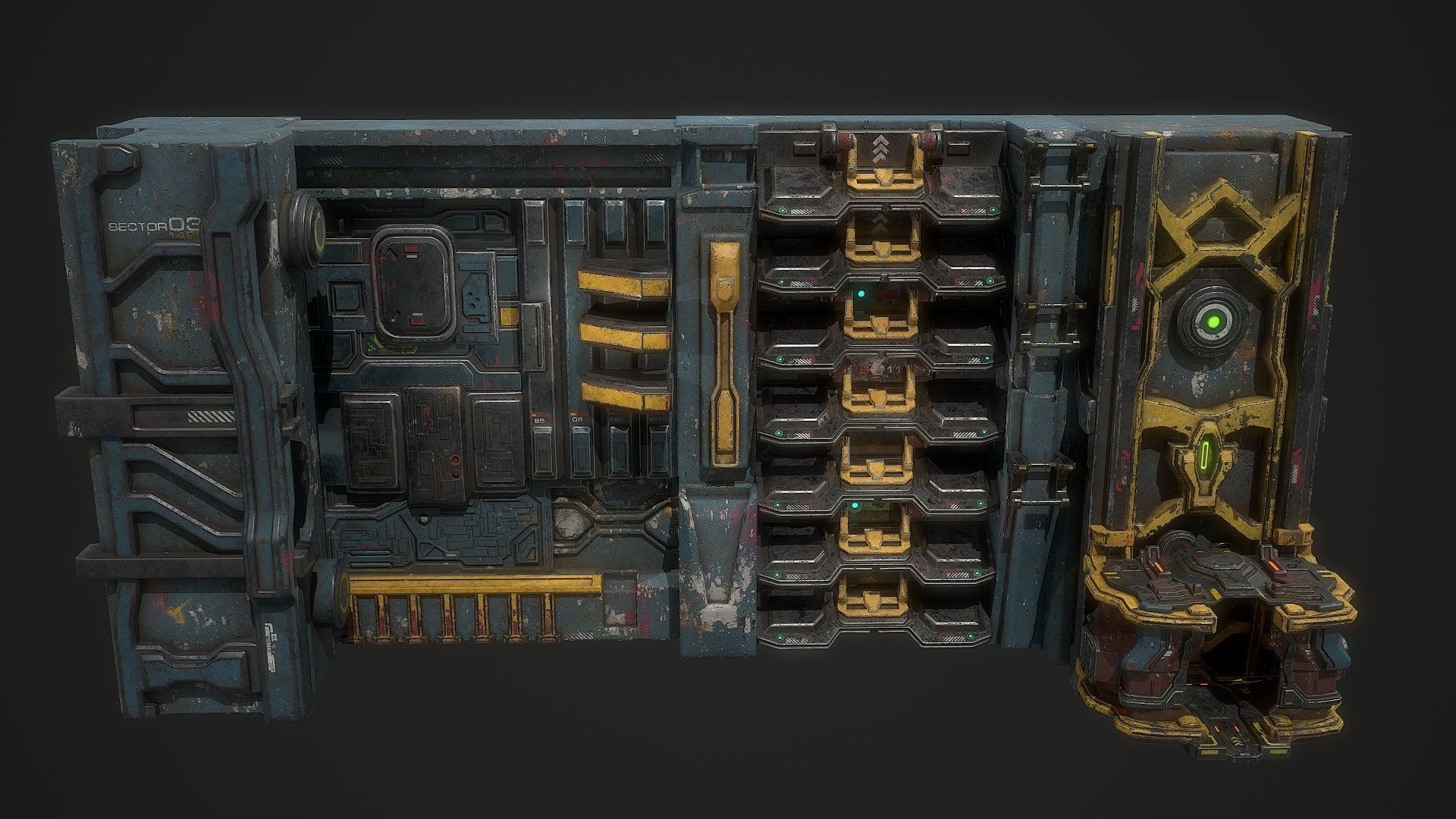 3D model Sci fi building complex facade environment asset VR / AR / low ...