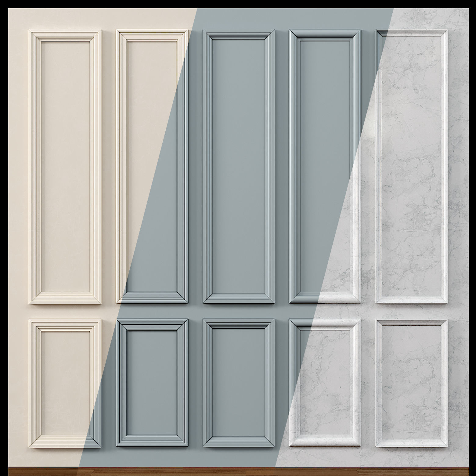 Wall molding 16 Boiserie classic panels 3D model CGTrader