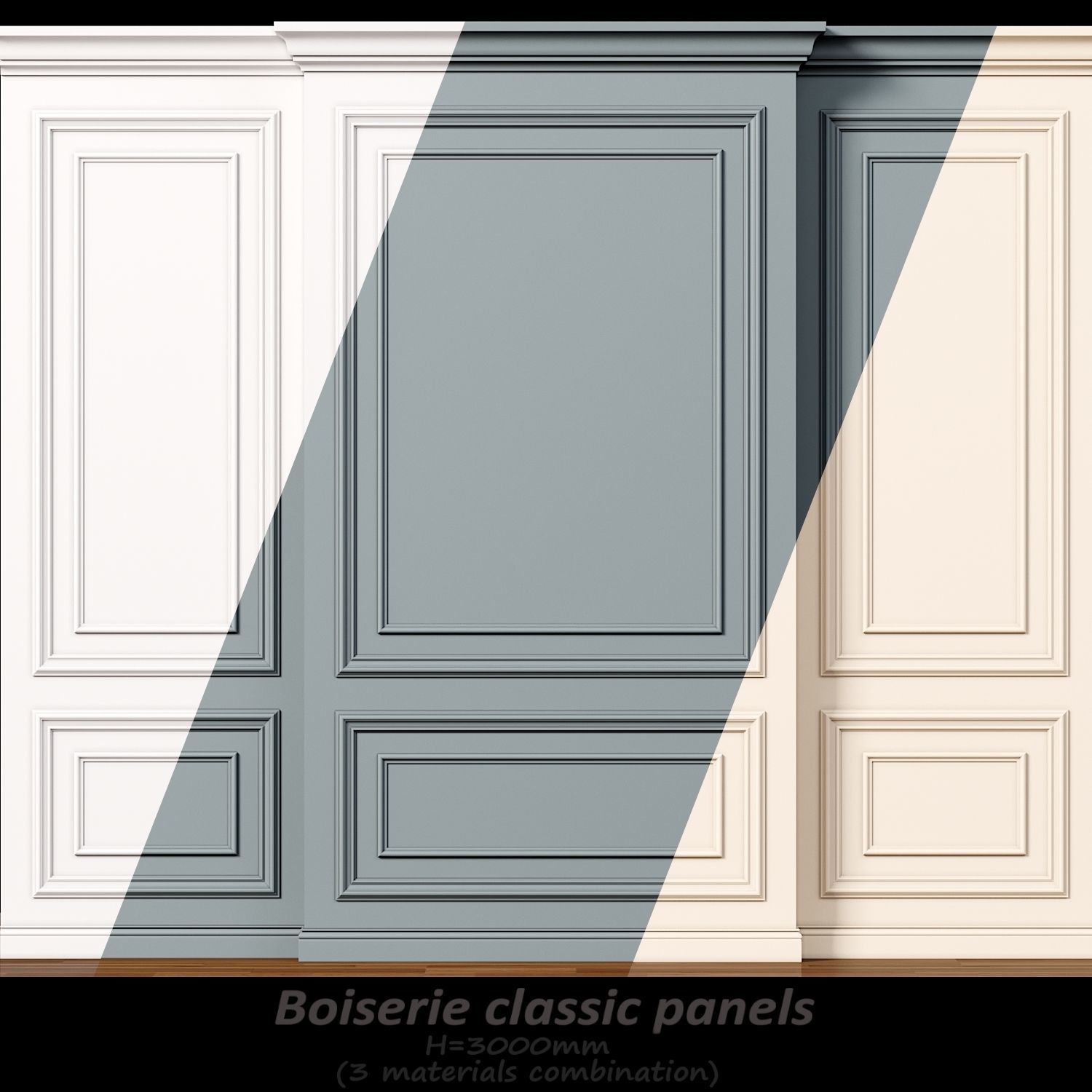 Wall molding 8 Boiserie classic panels 3D model CGTrader