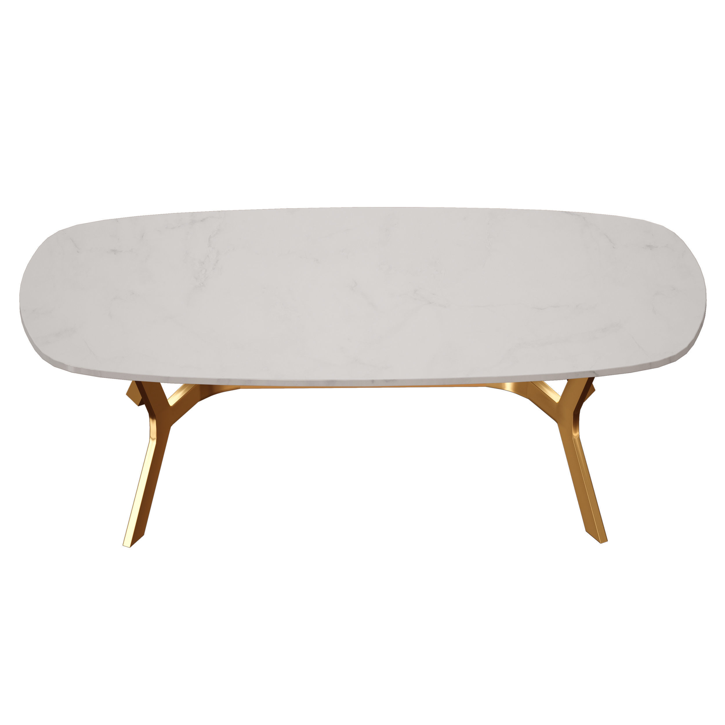 Elke Rectangular Marble Coffee Table with Brass Base 3D model CGTrader