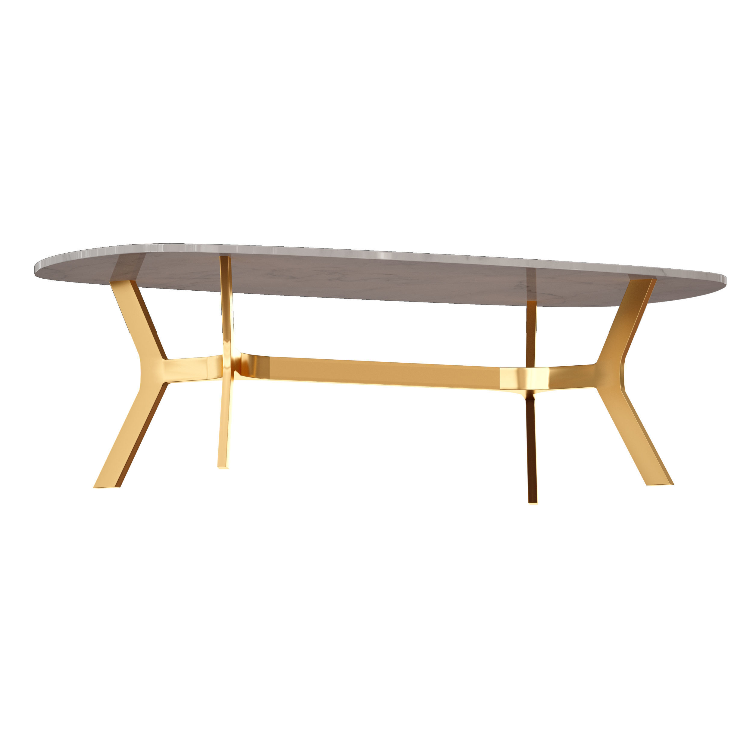Elke Rectangular Marble Coffee Table with Brass Base 3D model CGTrader