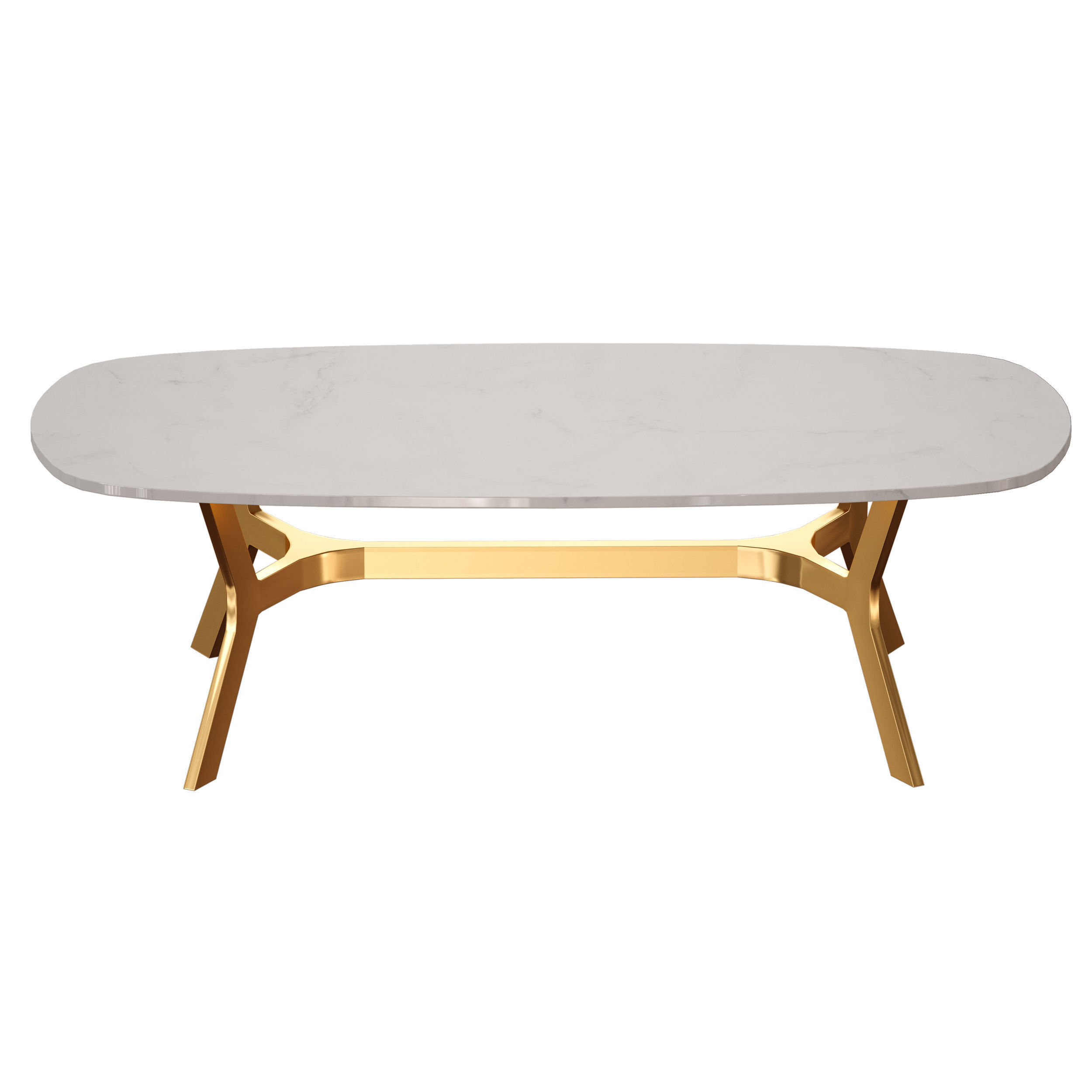 Elke Rectangular Marble Coffee Table with Brass Base 3D model CGTrader