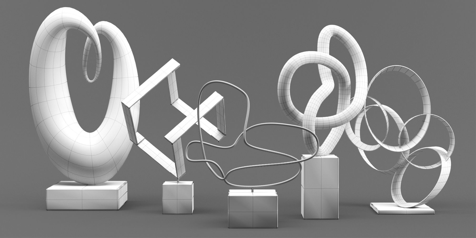 Decorative Set Vol 01 Abstract Sculptures 3D model | CGTrader