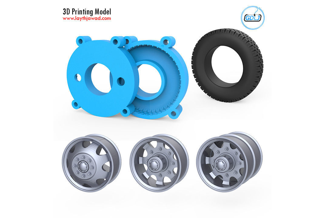Truck Tire Mold With 3 Wheels 3D model 3D printable CGTrader