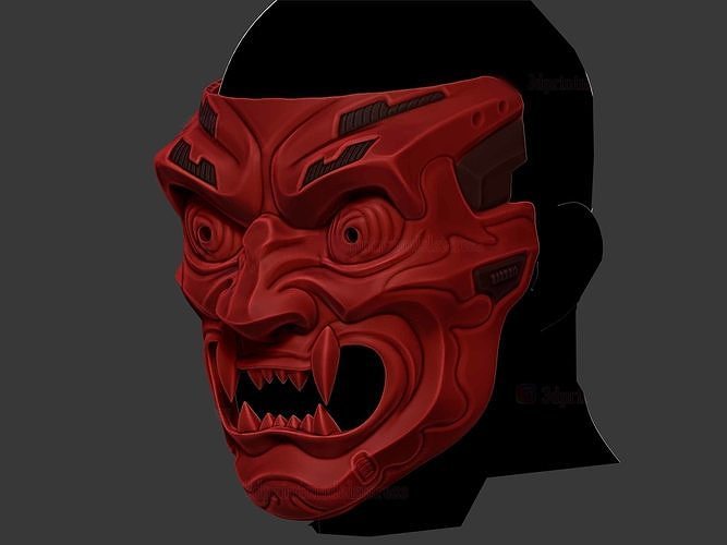 Oni Mask Japanese Kitsune Demon 3D model 3D printable CGTrader