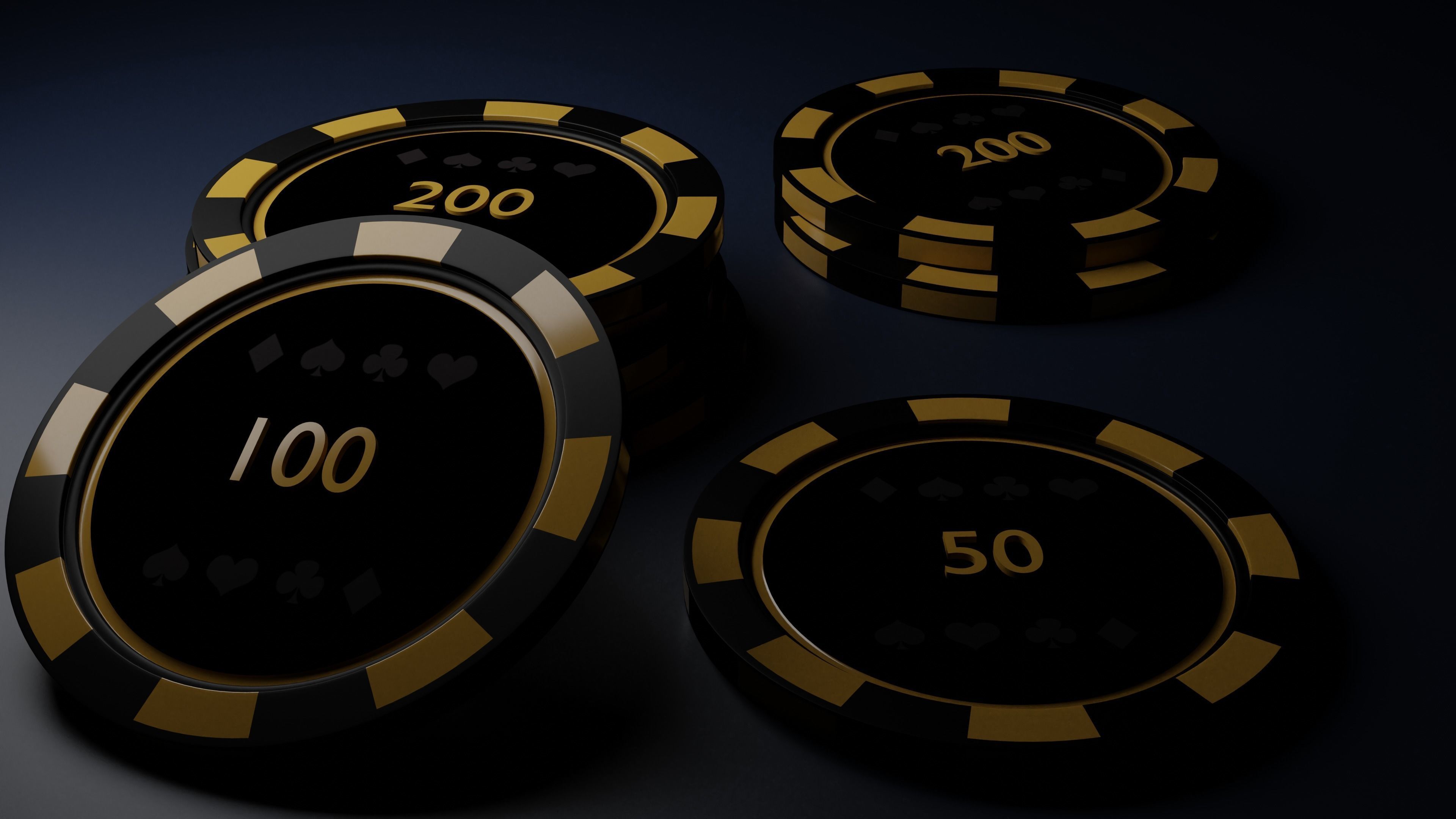 3D model Golden poker chips CGTrader
