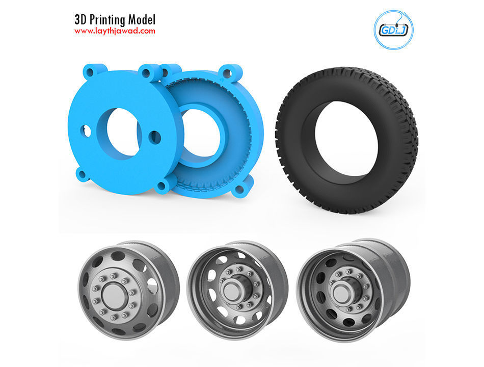 Truck Tire Mold With 3 Wheels 3D model 3D printable CGTrader