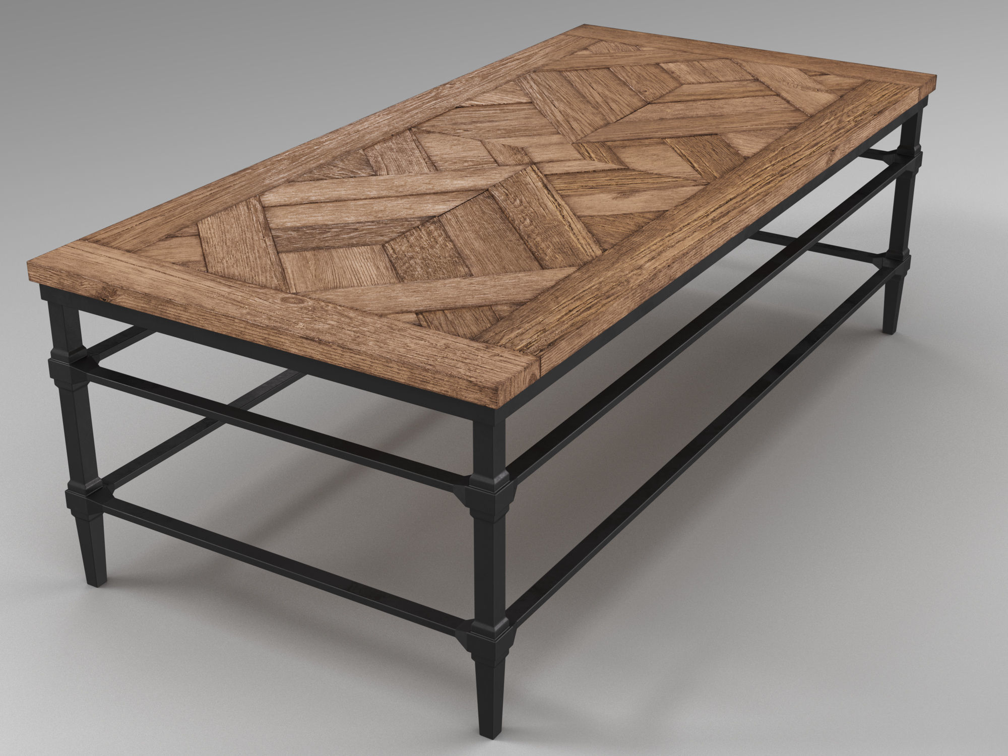 Pottery Barn Parquet Rectangular Reclaimed Wood Coffee Table 3D model