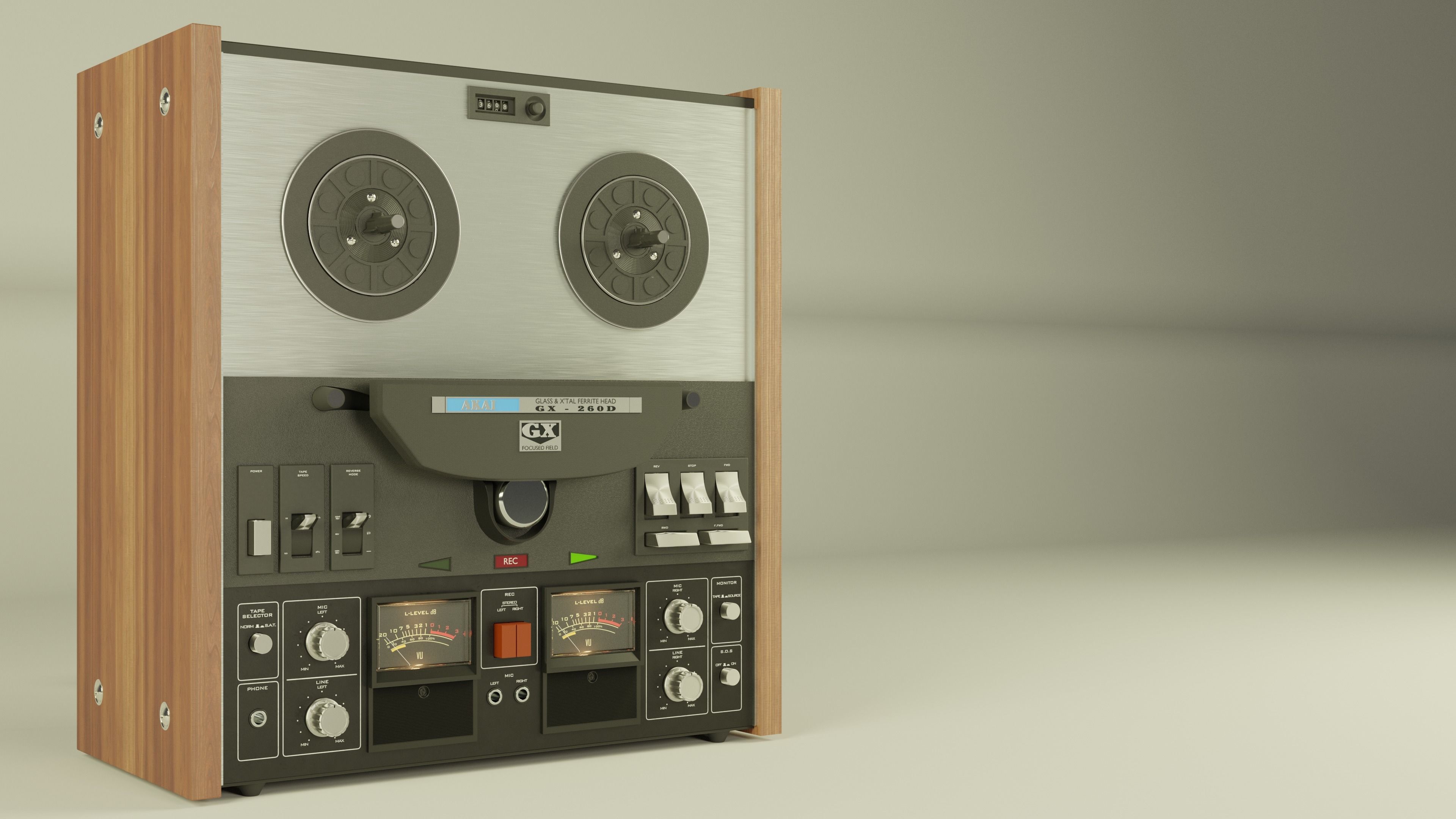 Akai GX260D stereo tape recorder 3D model CGTrader