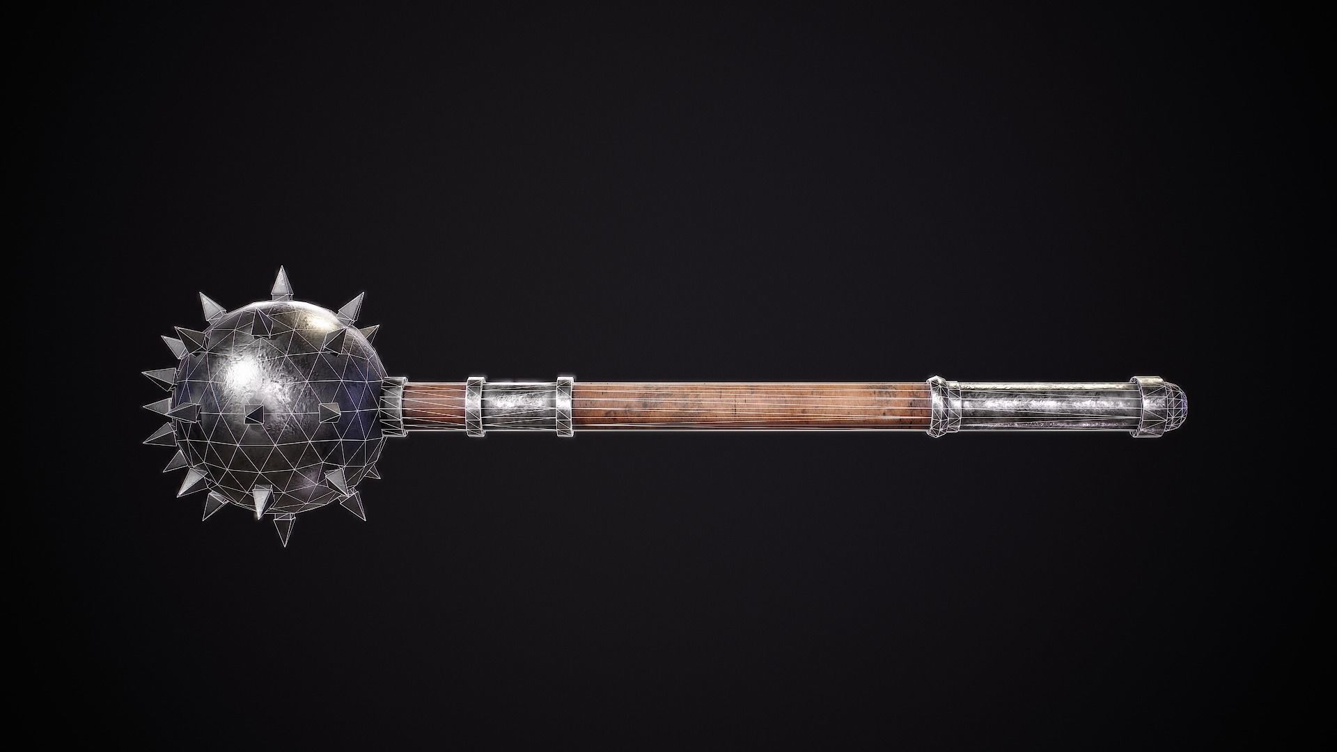 3D model Game Ready Morning Star Mace Low Poly PBR VR / AR / lowpoly