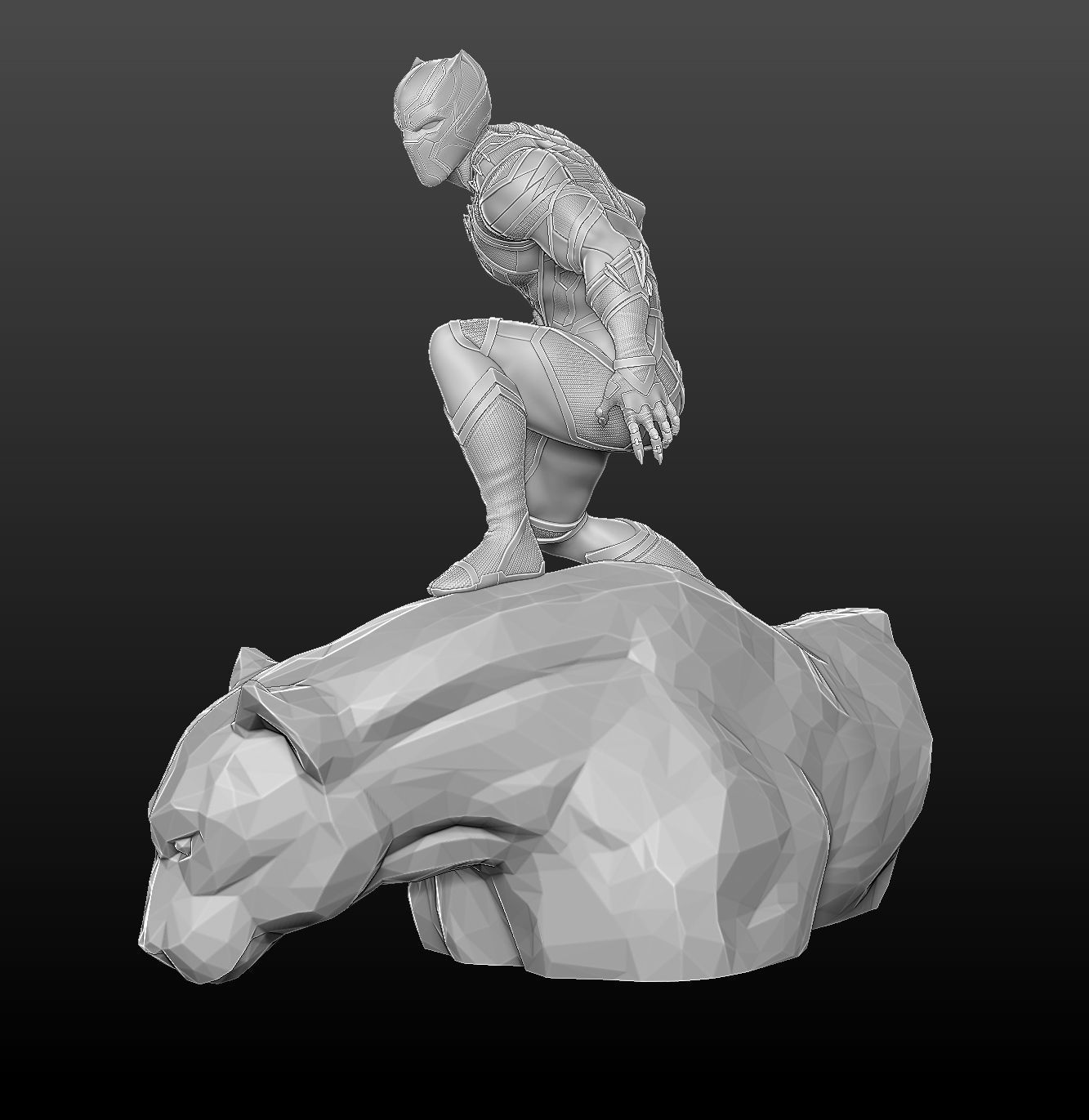 Black Panther Statue 3D Print Ready 3D model 3D printable | CGTrader
