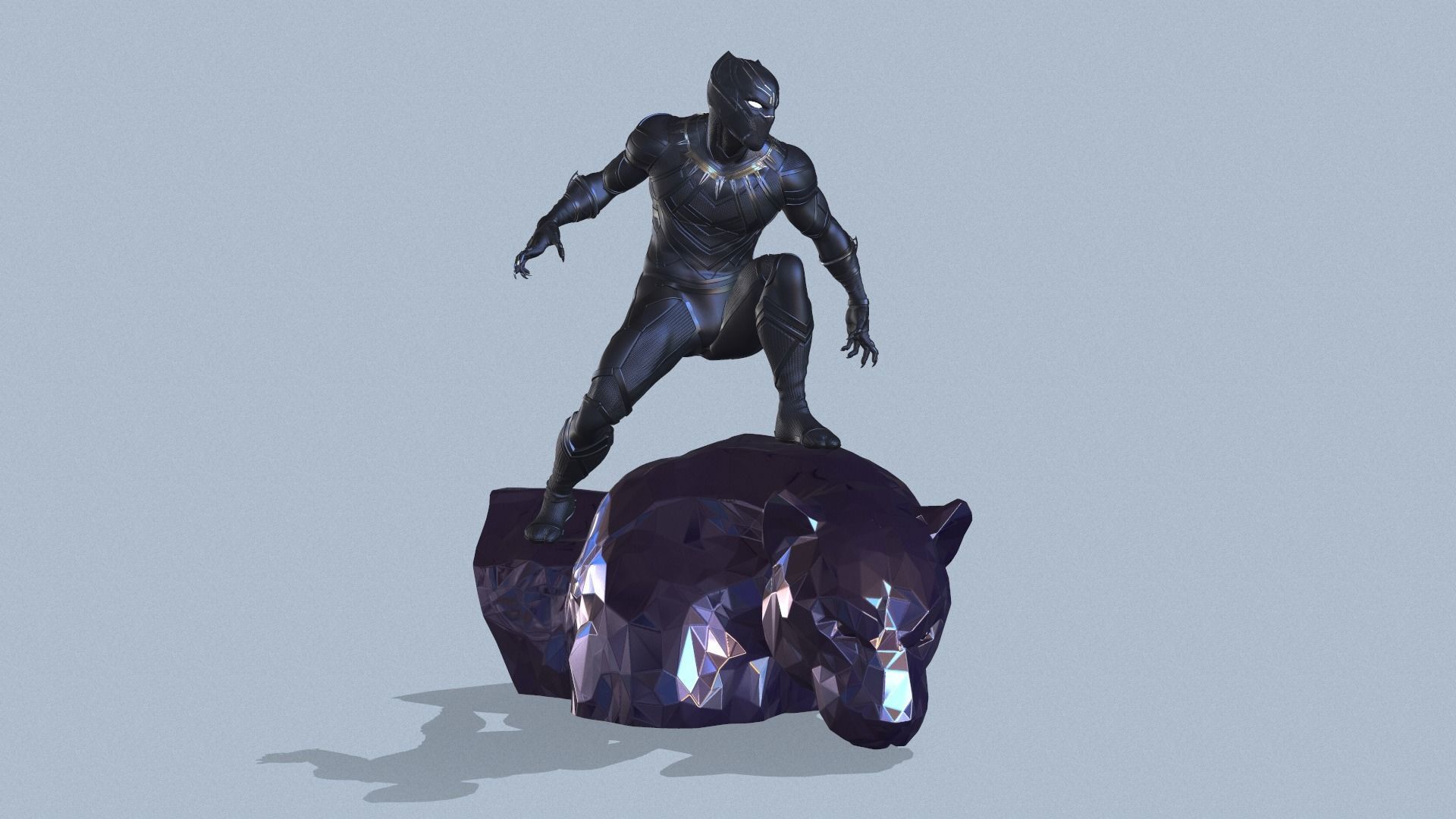 Black Panther Statue 3D Print Ready 3D model 3D printable | CGTrader