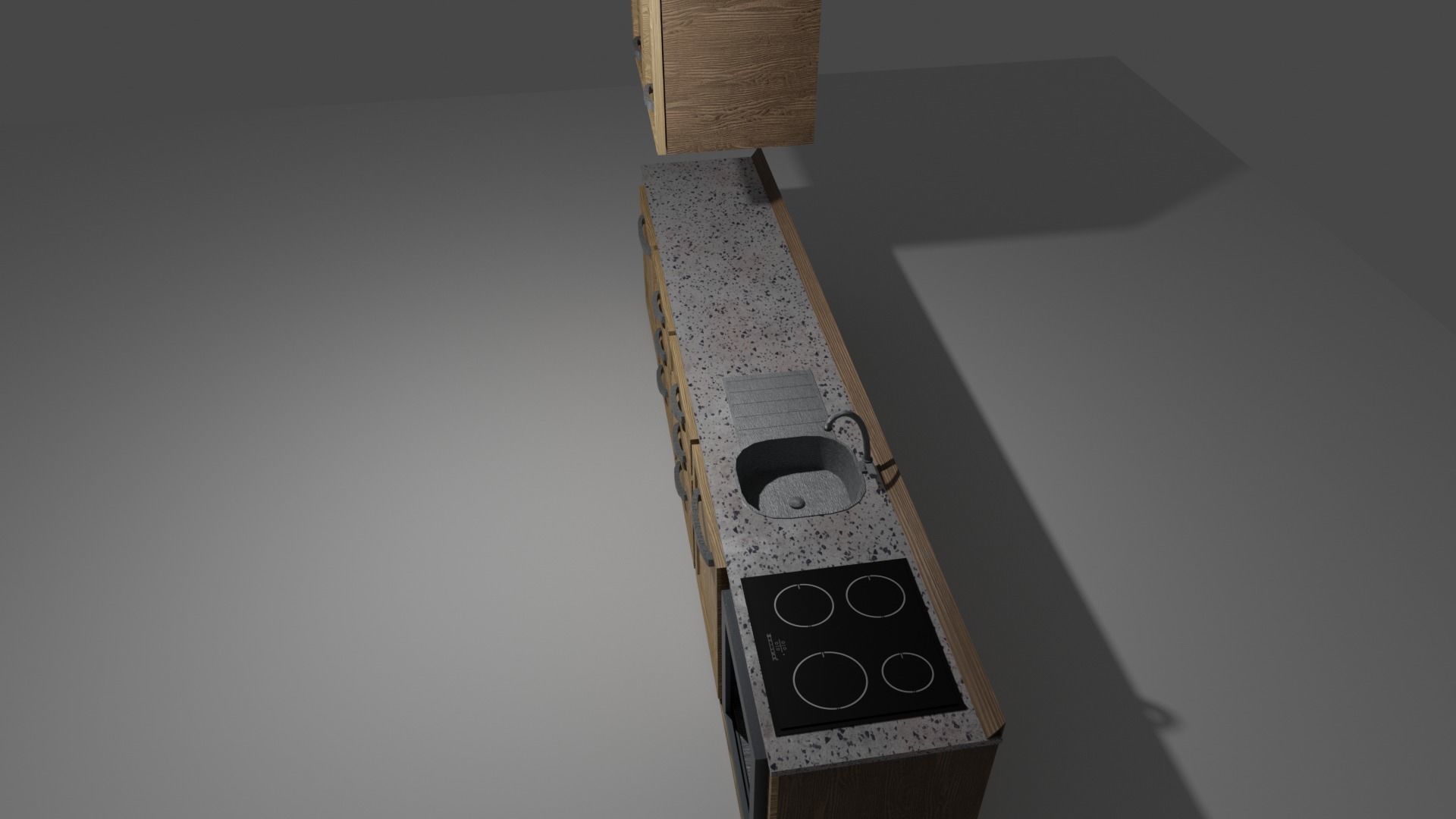 3D model Kitchen Set Game Ready with and sink VR / AR / low