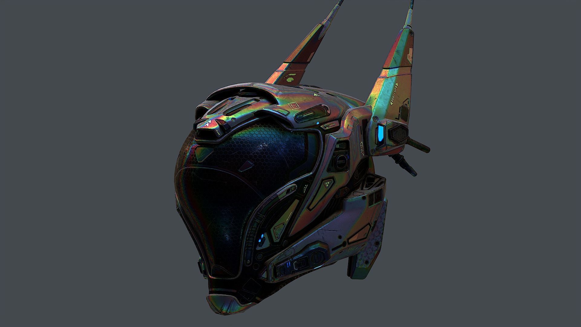 Cyberpunk helmet Model 1 3D asset VR / AR ready