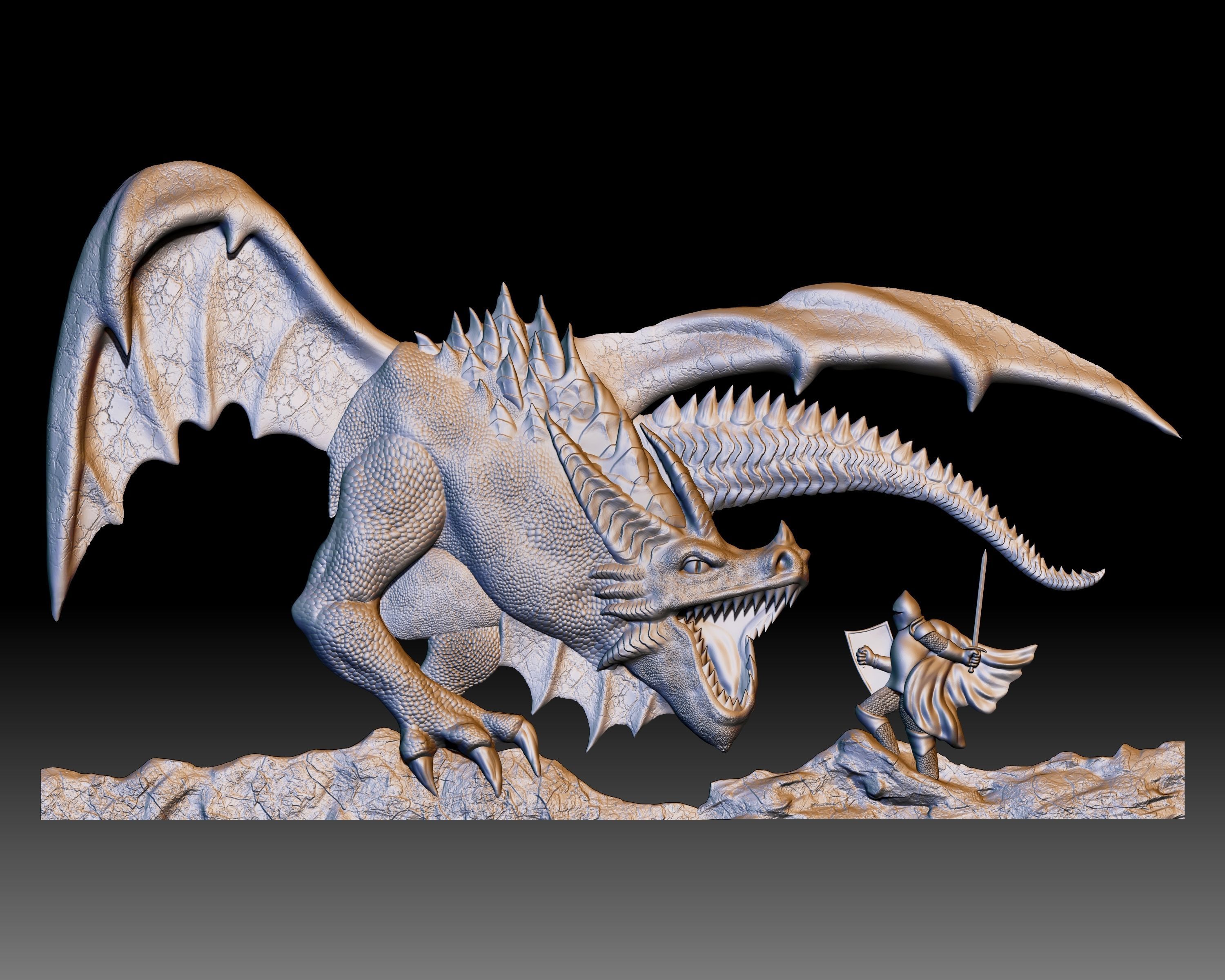 Dragon Knight 3d model bas-relief for CNC router printable 3D model 3D ...