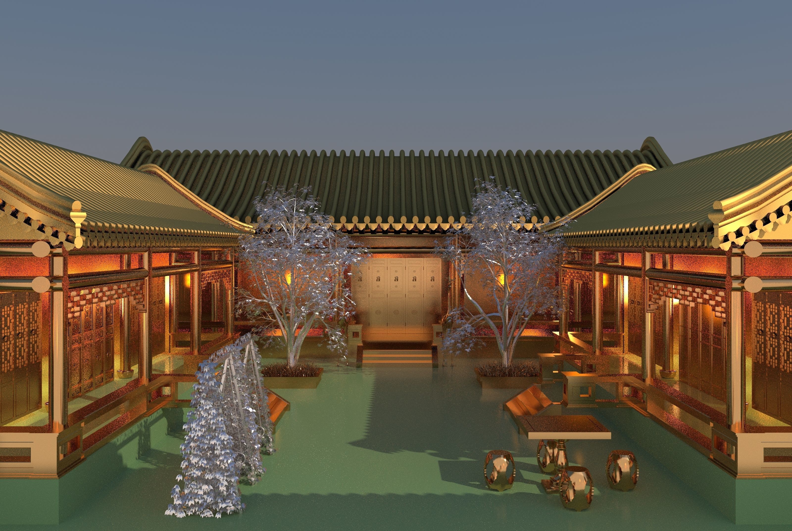 Chinese ancient courtyard house 3D model | CGTrader