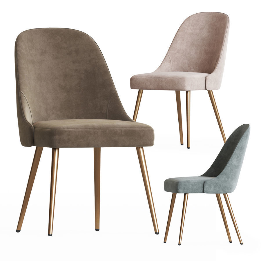 Mid Century Upholstered Dining Chair Metal Legs Westelm 3D