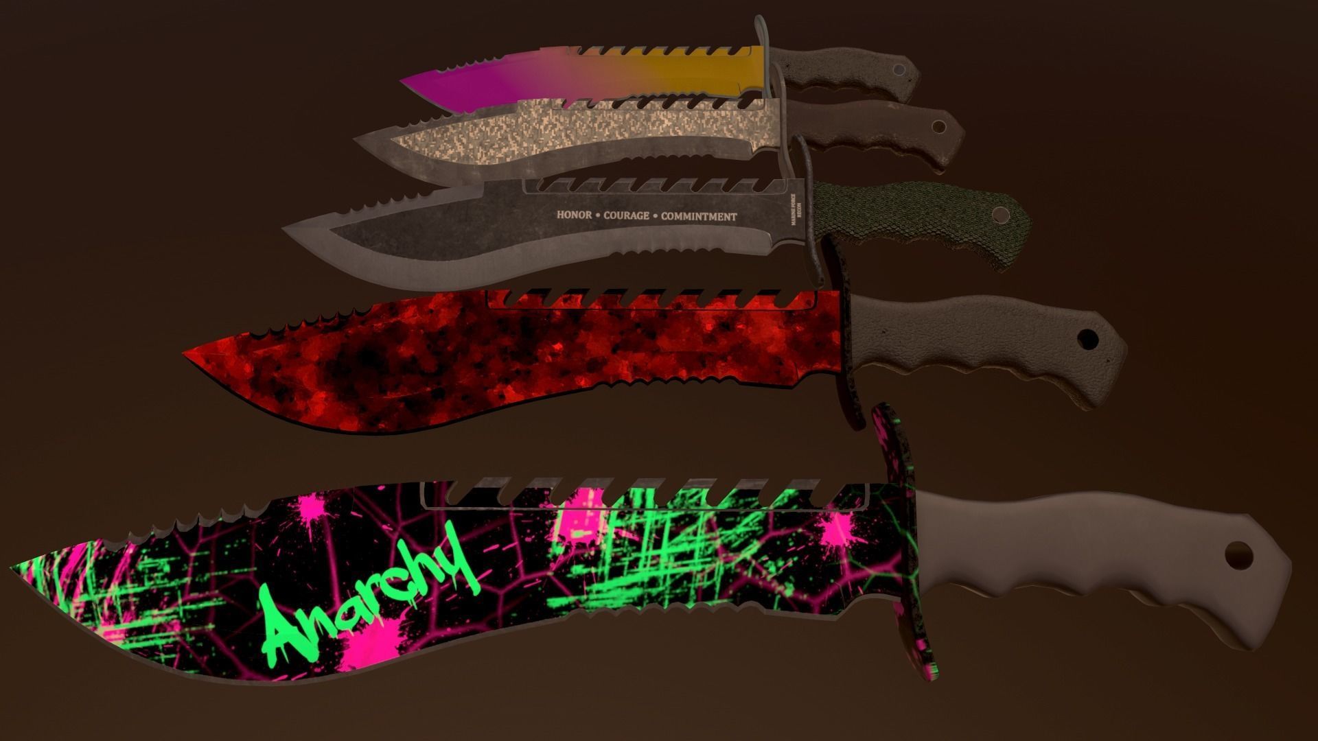 3D model USMC Marine Kukri Knife VR / AR / lowpoly CGTrader