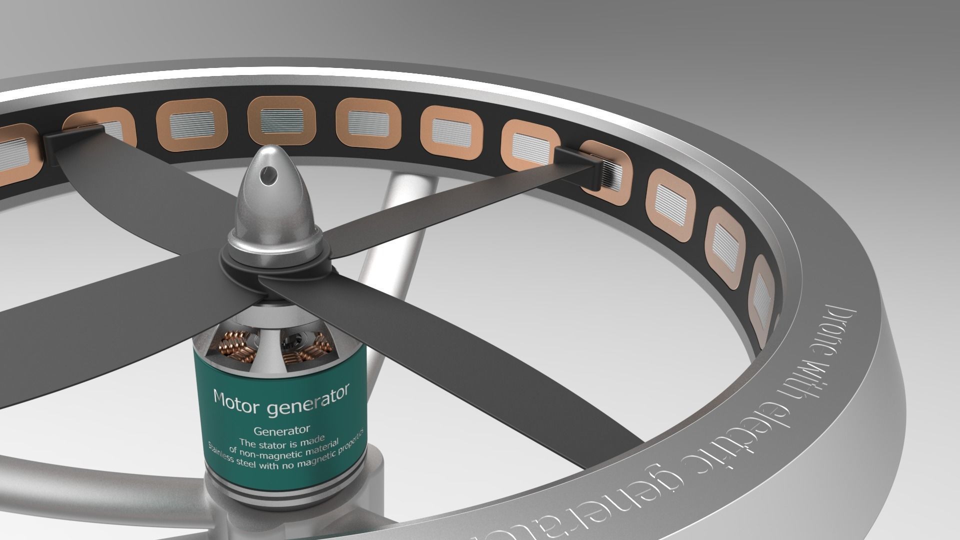 3D Drone with motor generator unit CGTrader