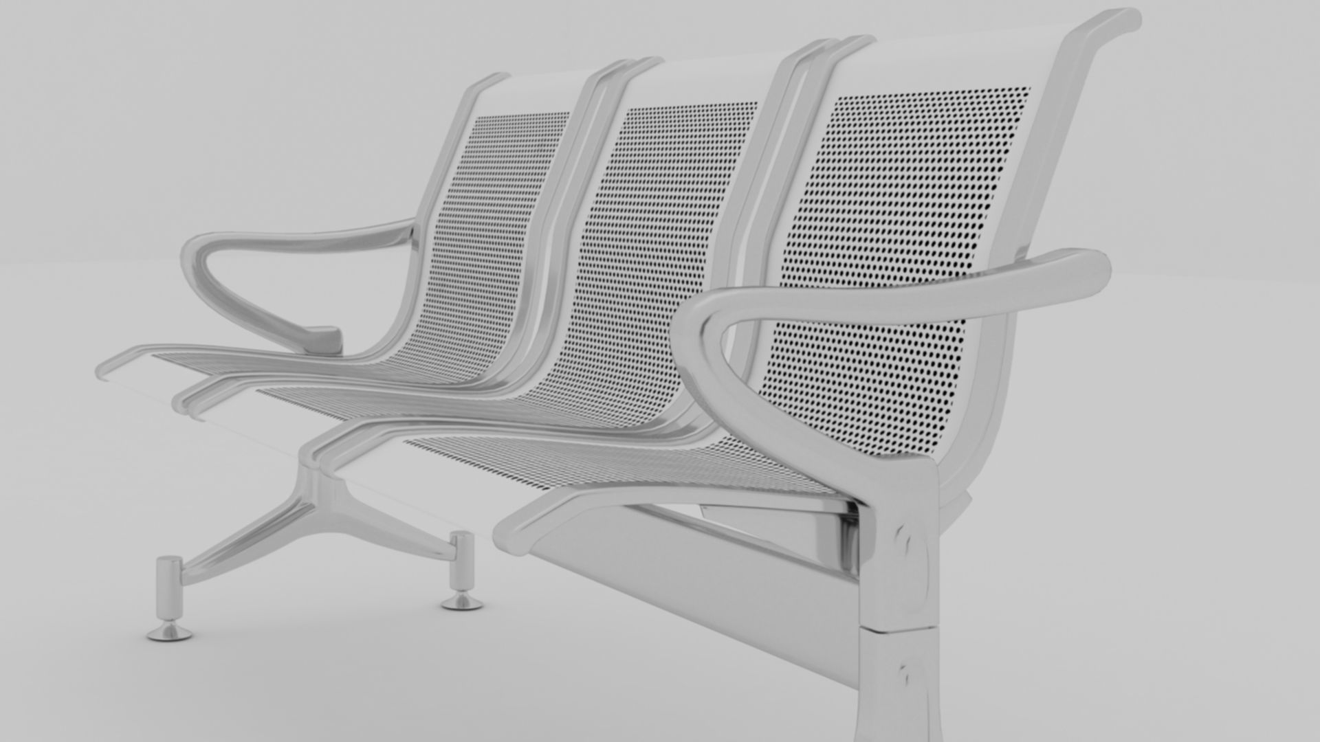 3 seater metal chair 3D model MAX OBJ FBX