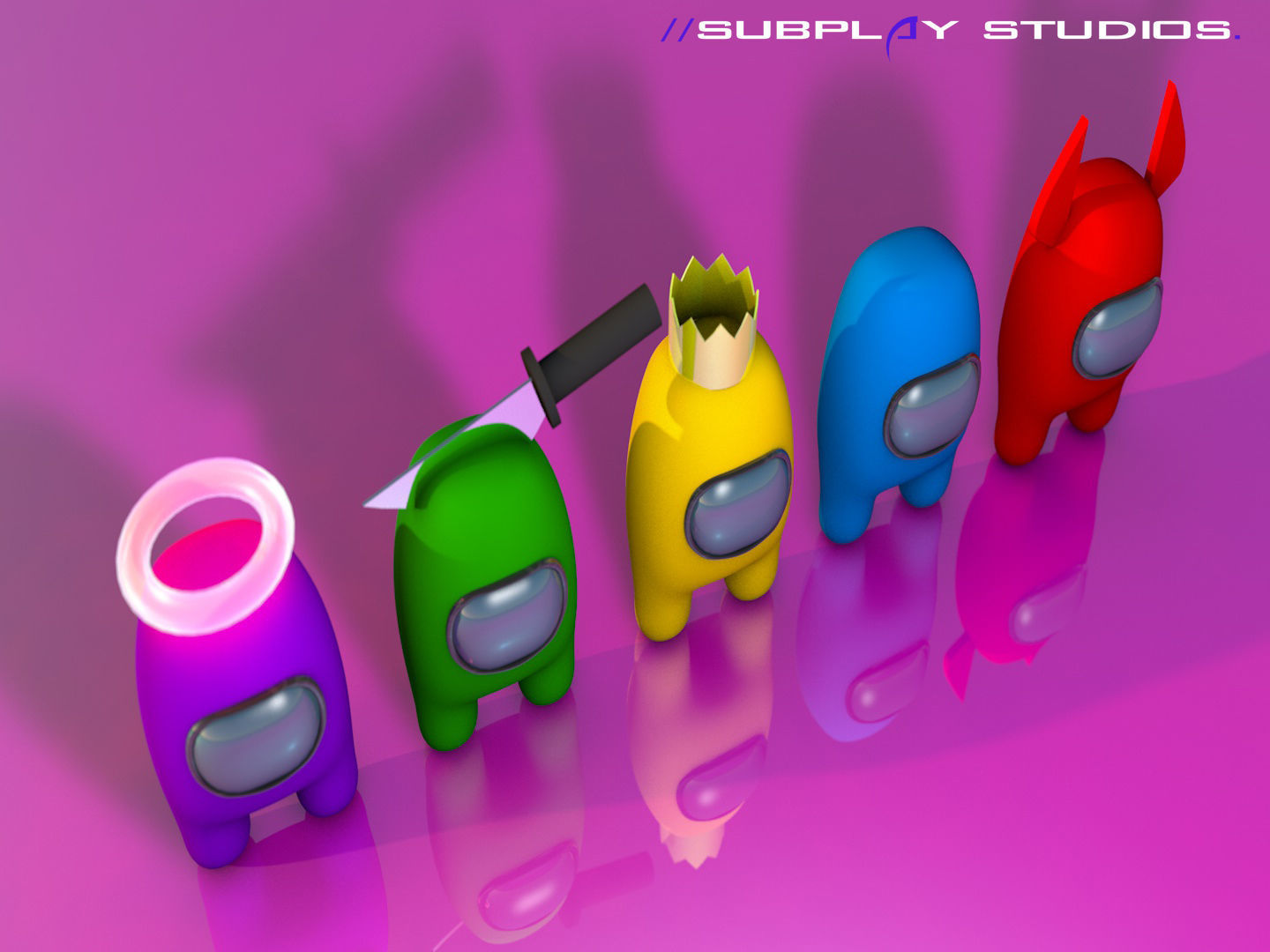 3D model Among Us 3D Pack 5 Characters VR / AR / lowpoly CGTrader