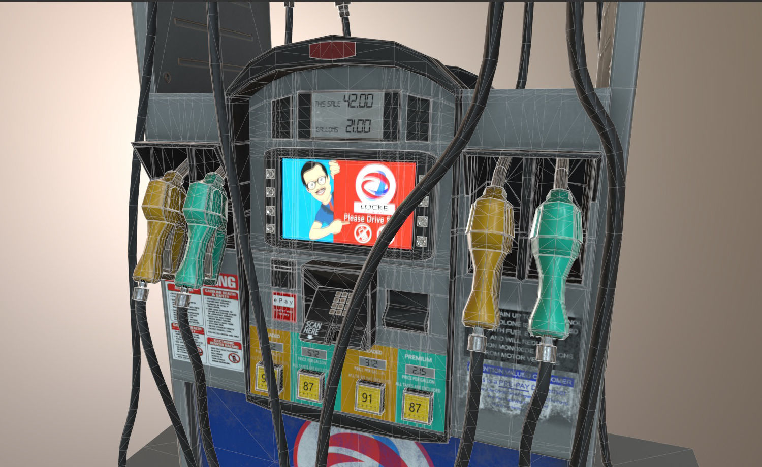 Gas Station Fuel Pump Screen Display free VR / AR / lowpoly 3D model