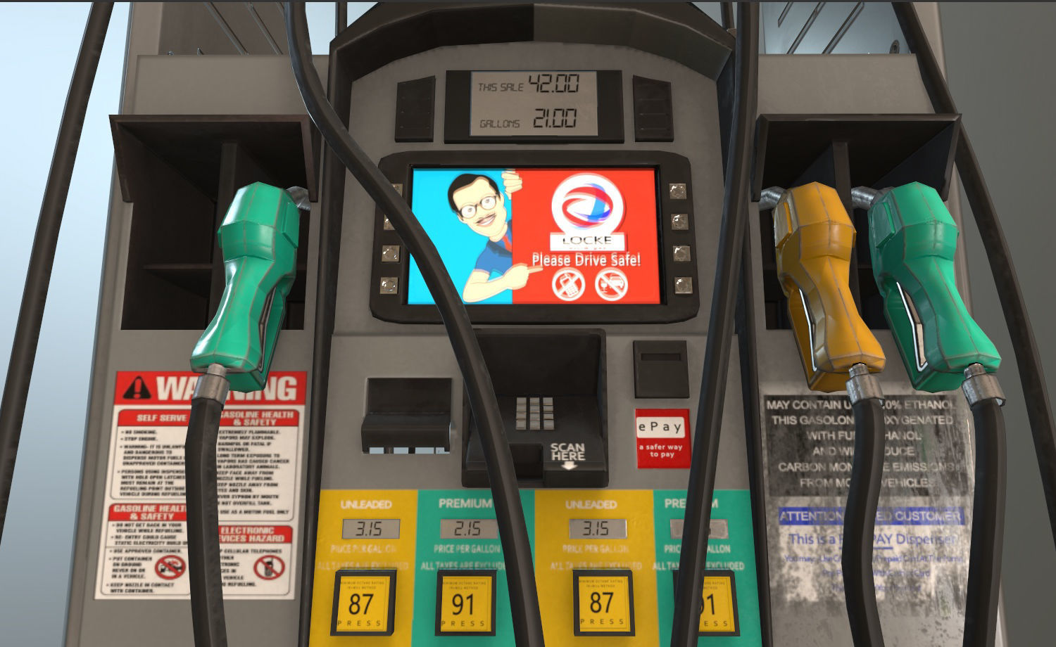 Gas Station Fuel Pump Screen Display free VR / AR / lowpoly 3D model