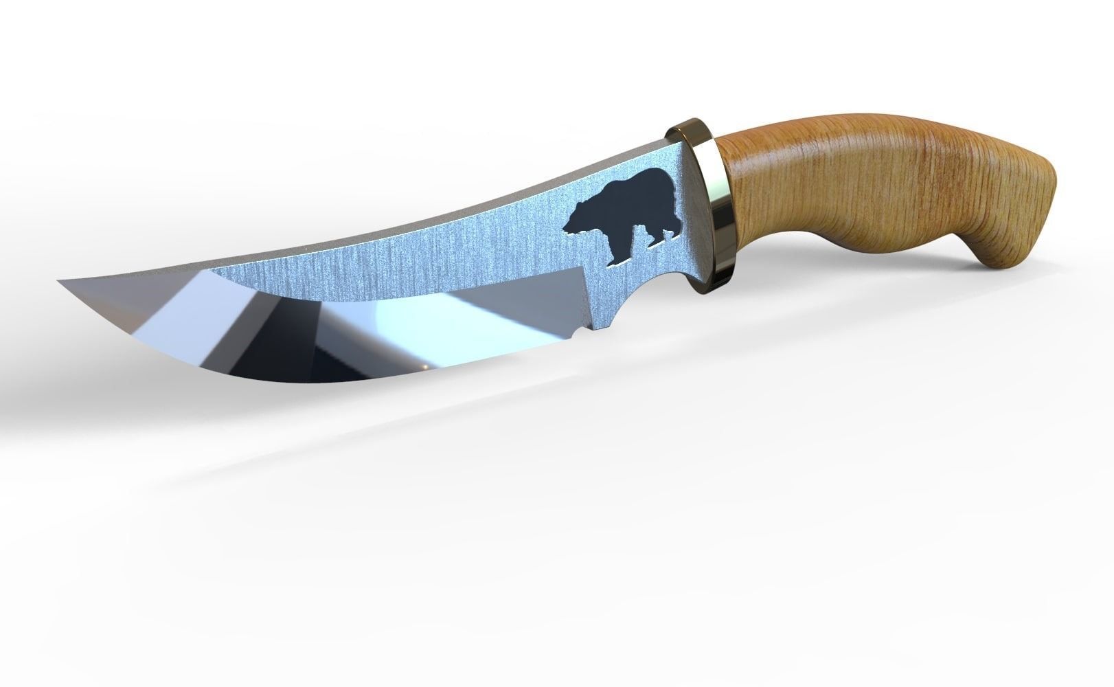3D model Hunting knife with bear engraving CGTrader