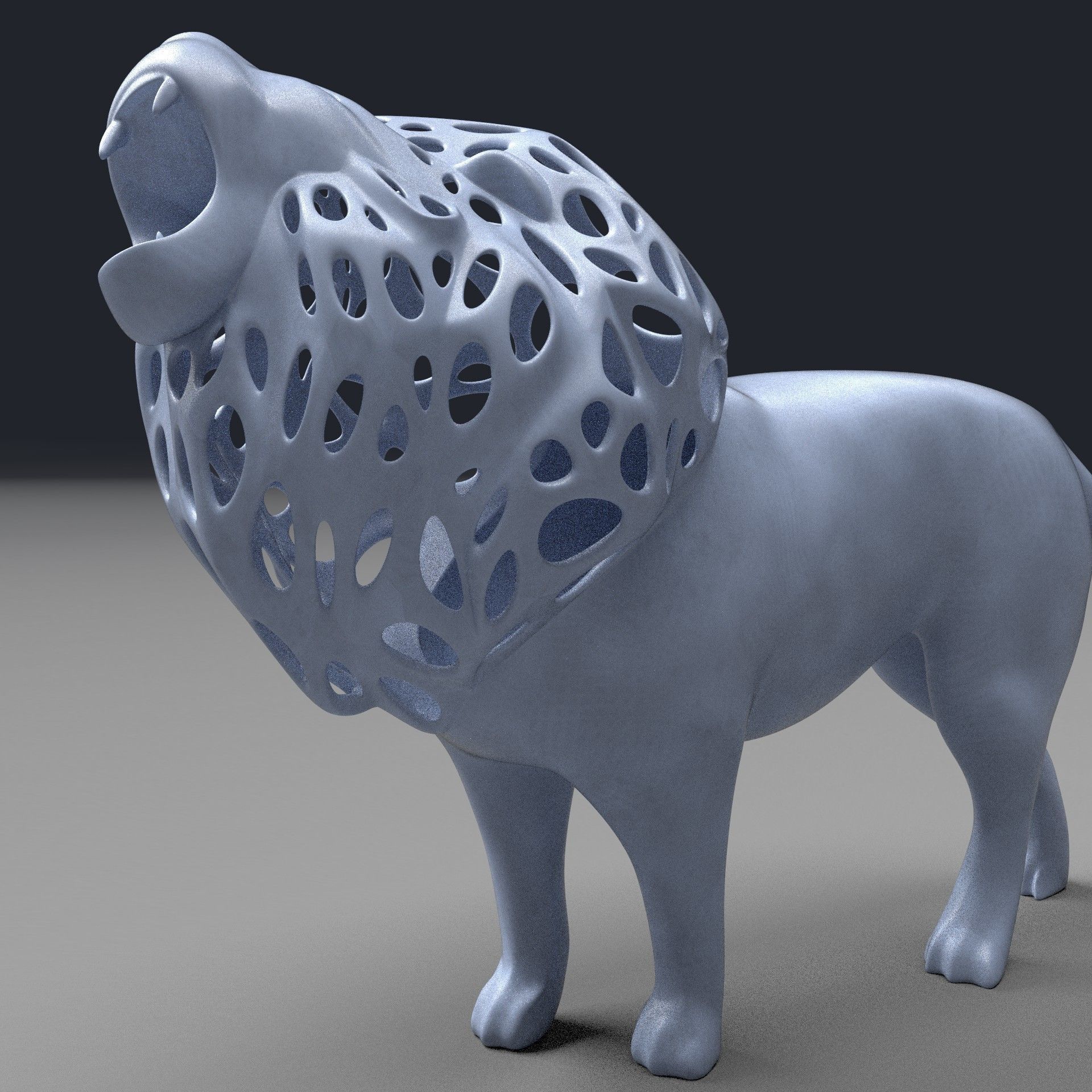 Hollow roaring lion figurine 3D model 3D printable CGTrader