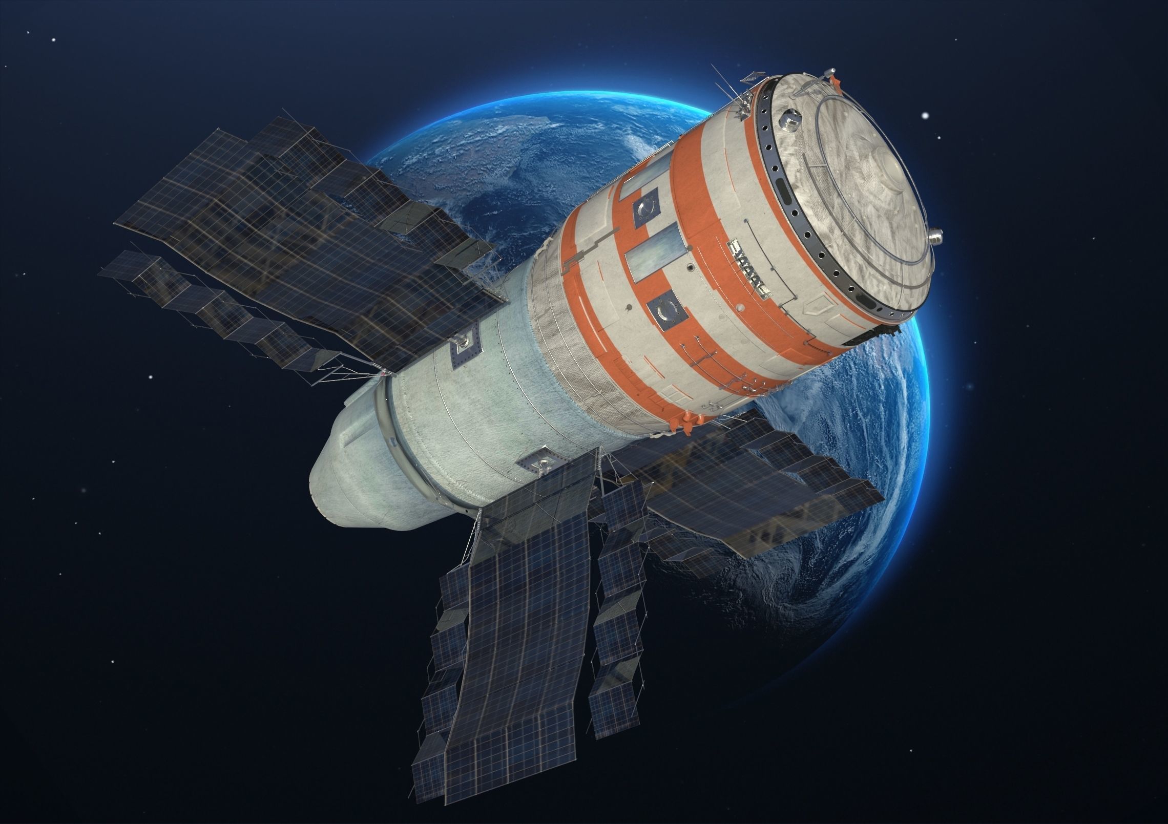 salyut7 space station orbiting earth elements of this furnished 3D ...
